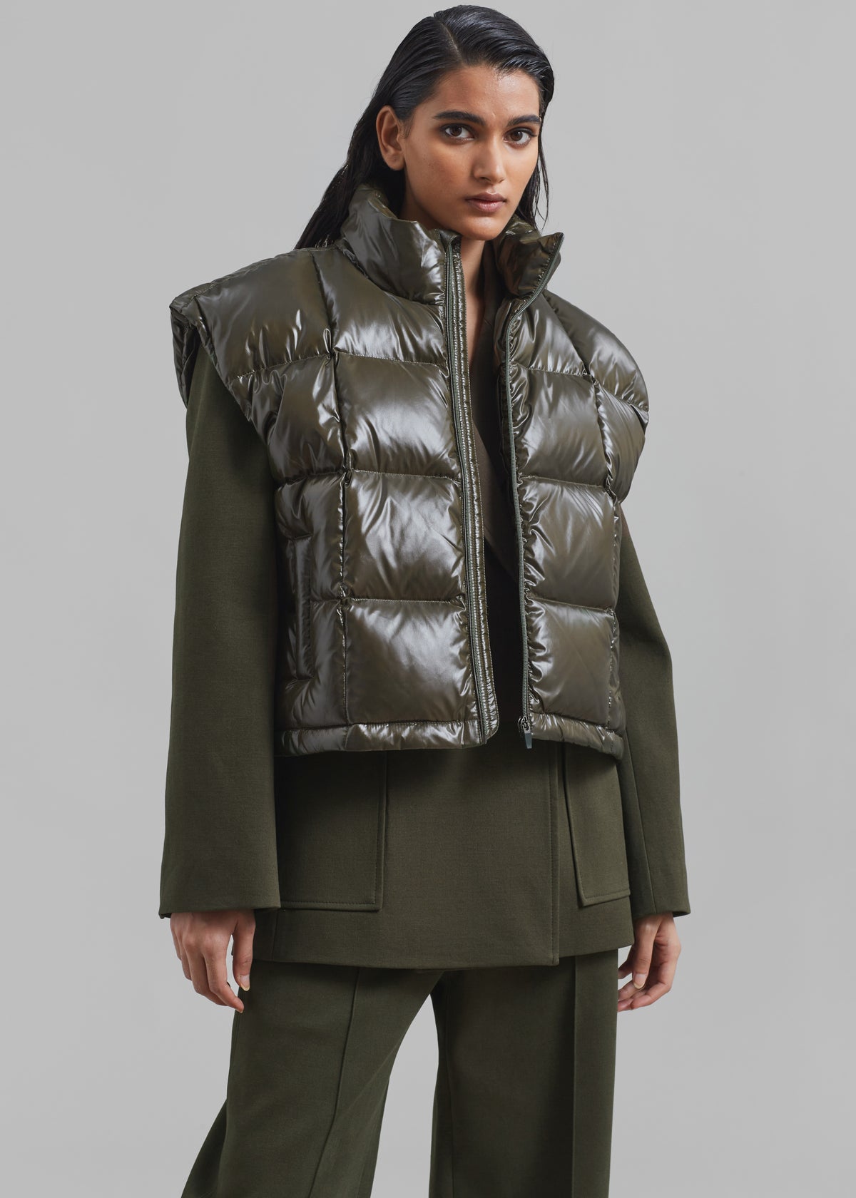 Naomi Puffer Vest - Olive - 4