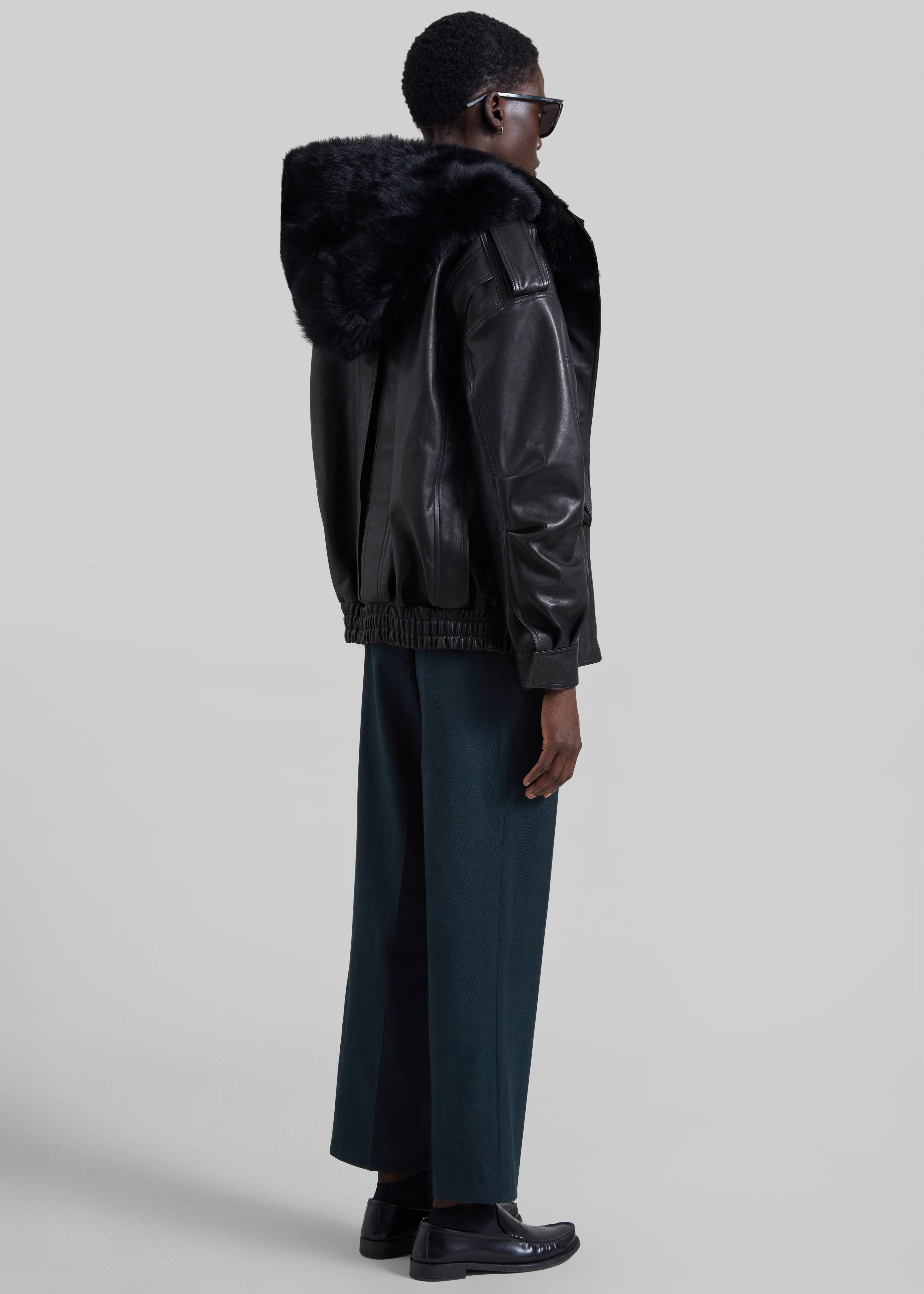 Napa Leather Hooded Jacket - Black - 6