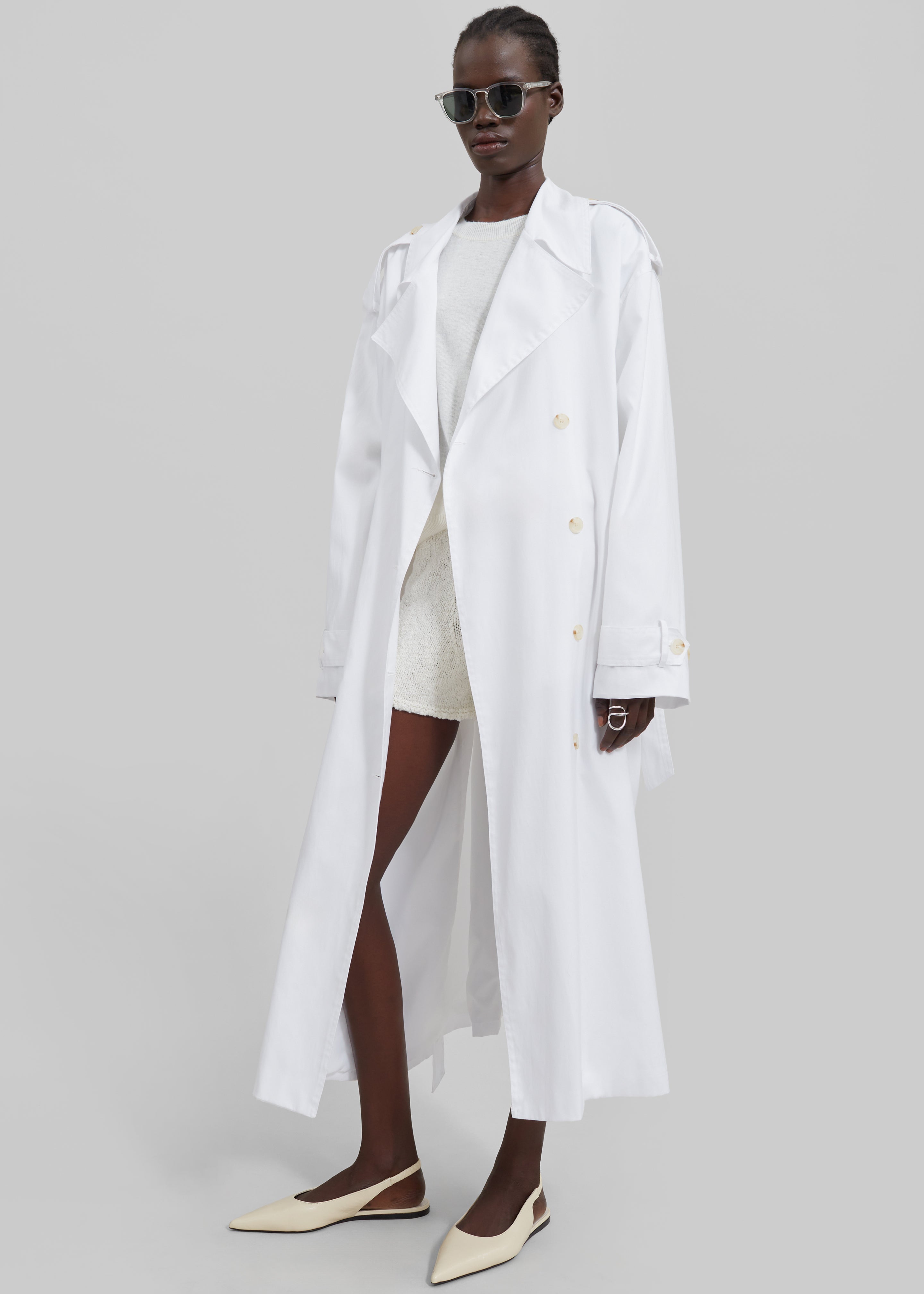 Nara Trench Coat - White - 6