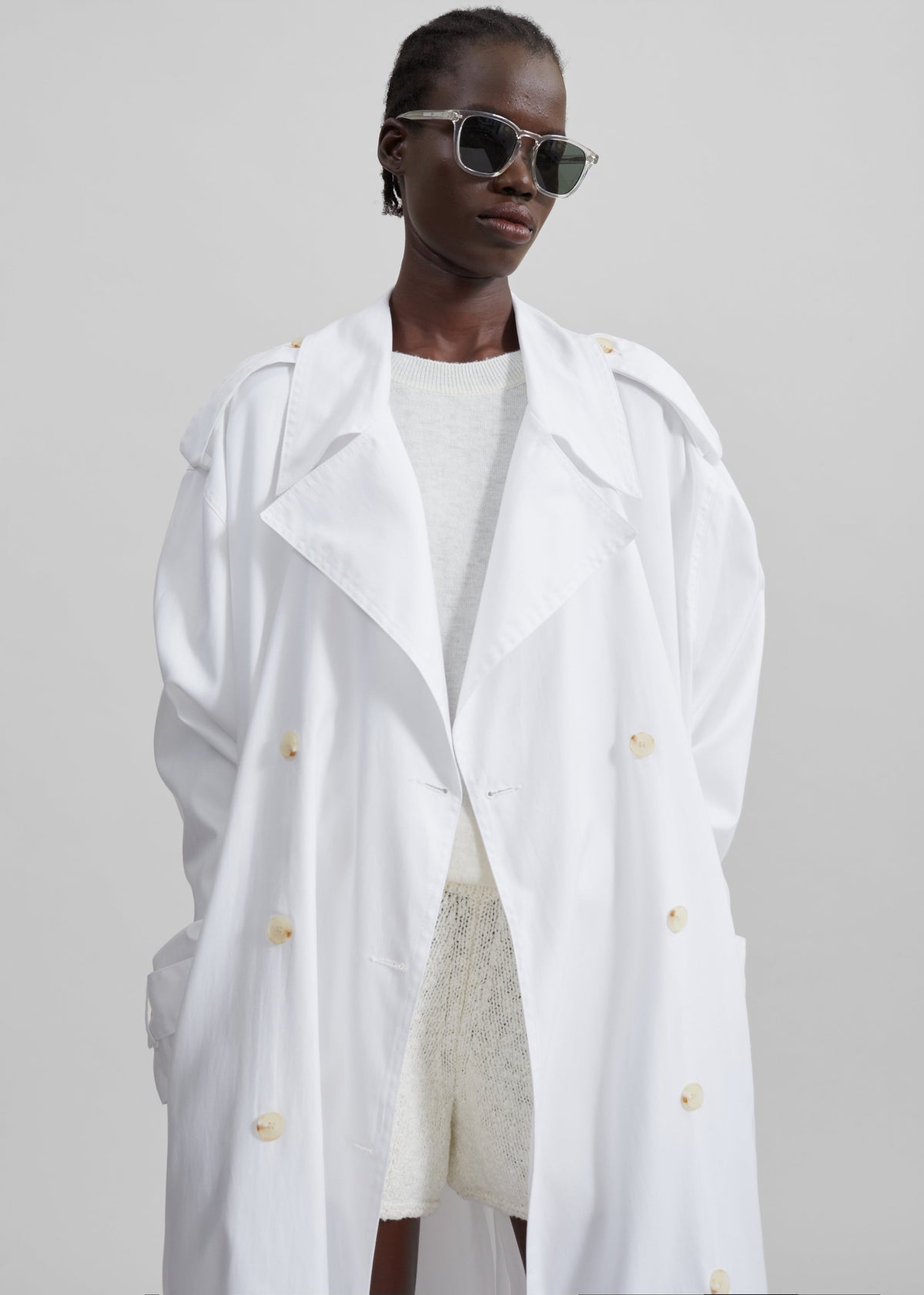 Nara Trench Coat - White - 3