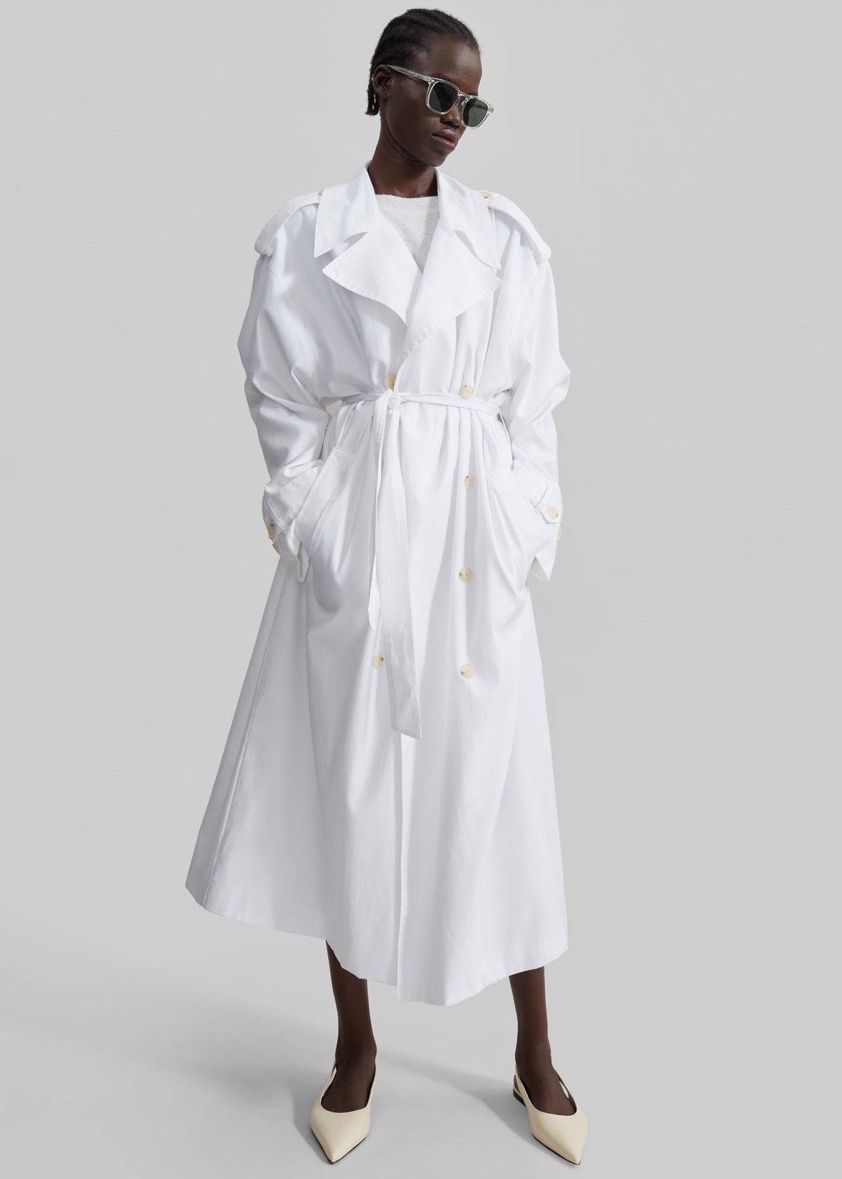 Nara Trench Coat - White - 1