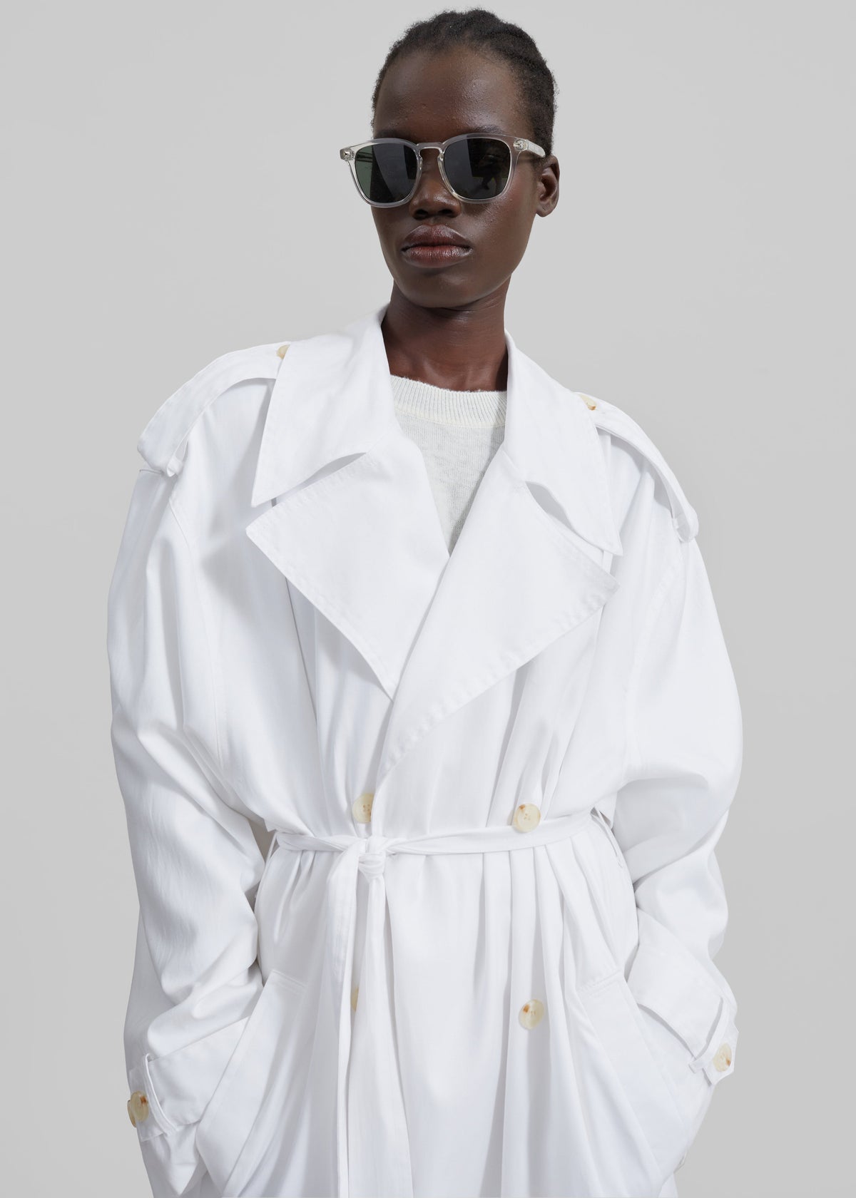 Nara Trench Coat - White - 5