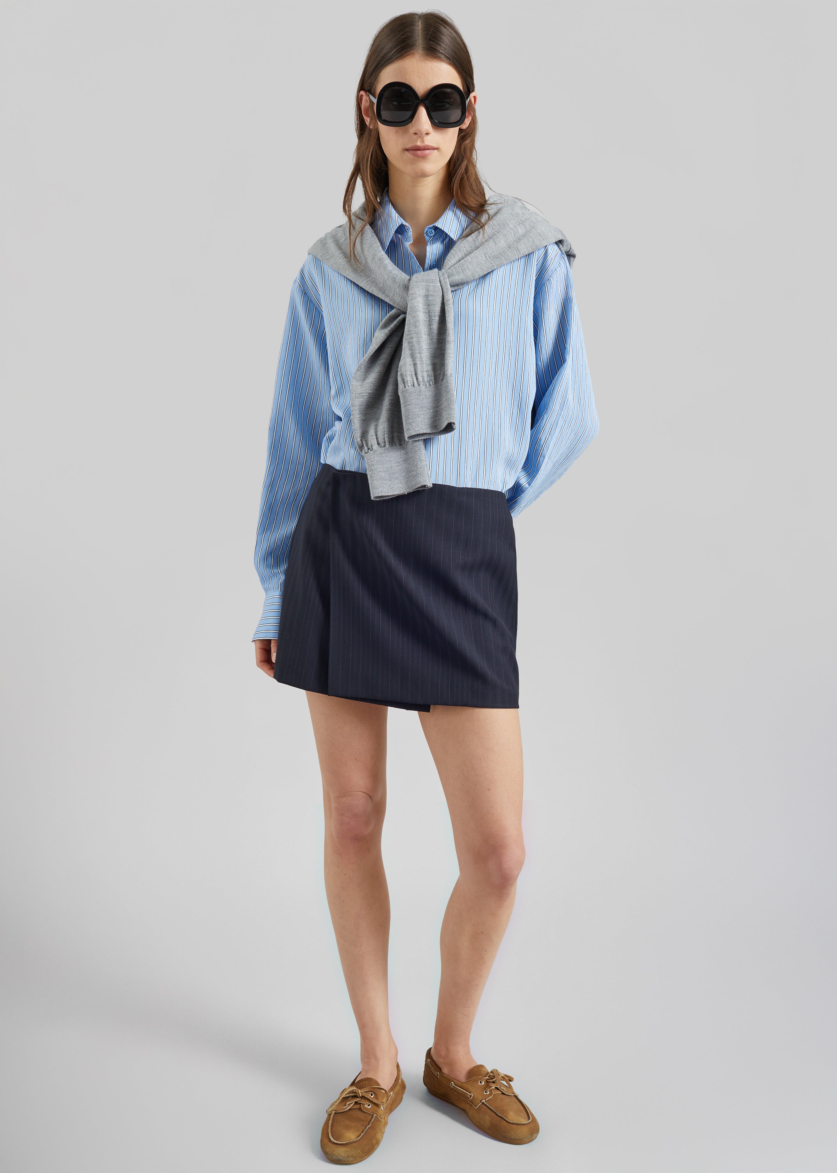 Narah Mini Skirt - Navy/White Pinstripe - 7
