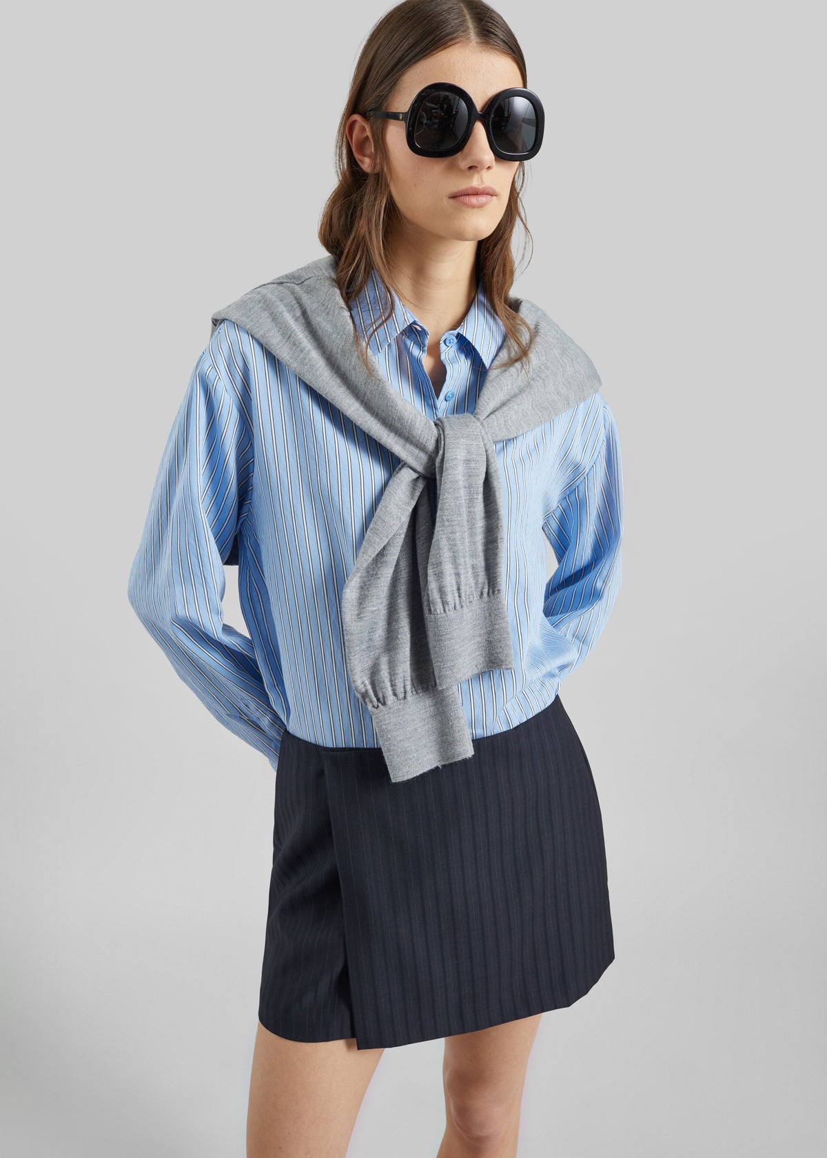 Narah Mini Skirt - Navy/White Pinstripe - 6
