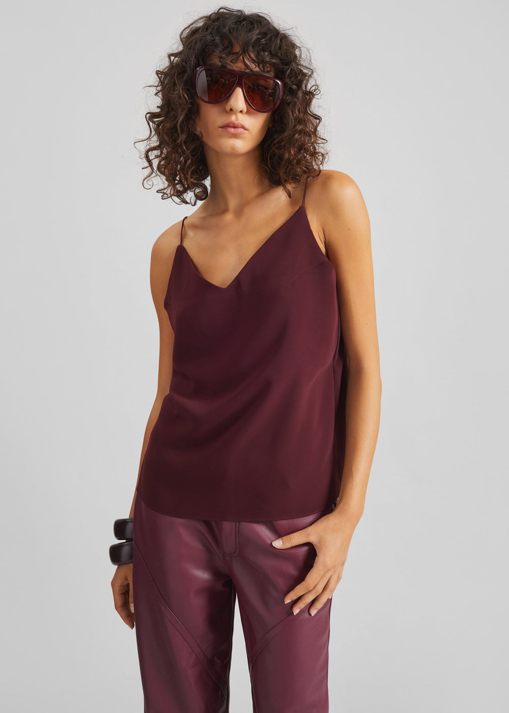 Narine Boxy Top - Burgundy
