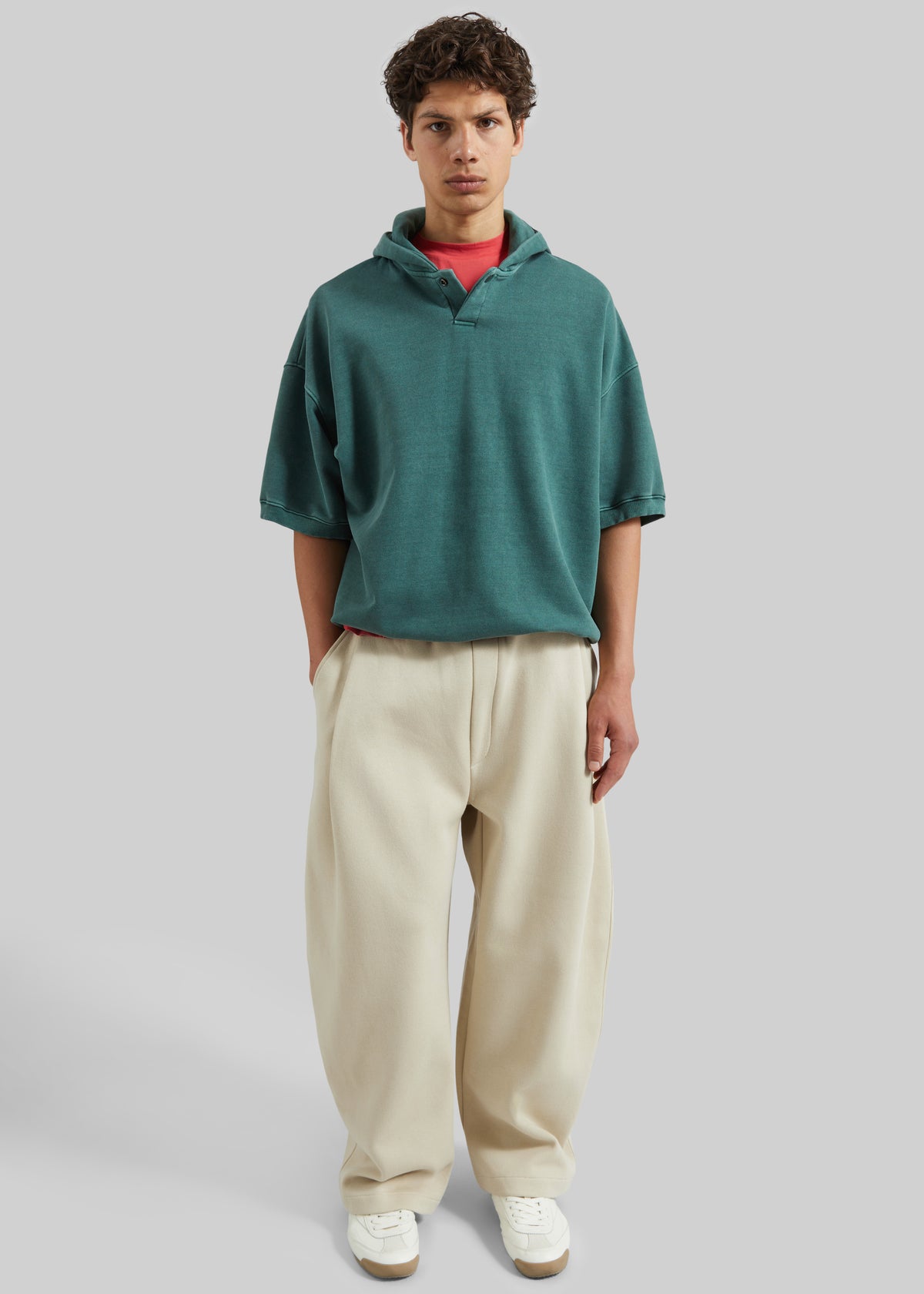 Nas Barrel Leg Sweatpants - Beige - 1