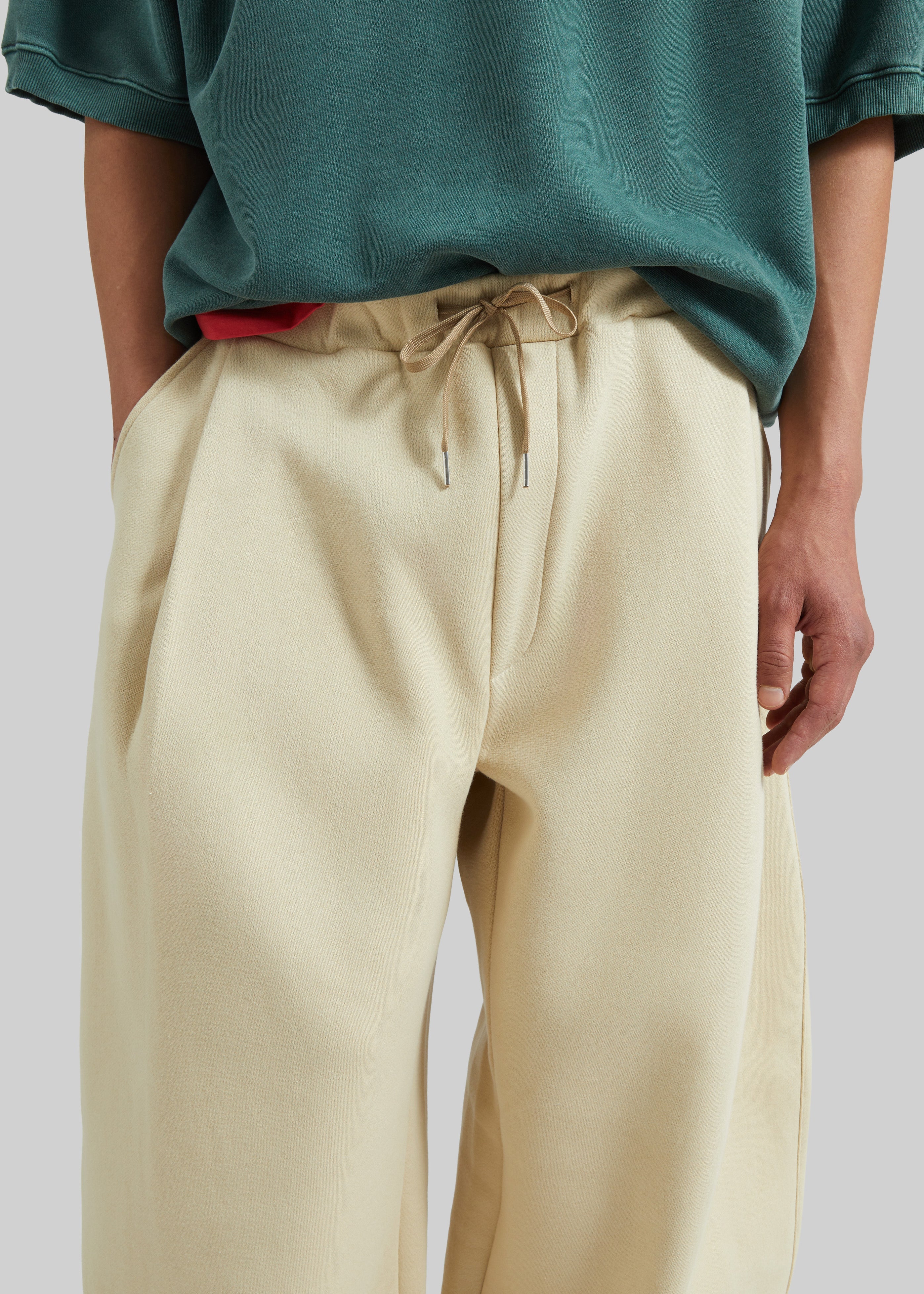 Nas Barrel Leg Sweatpants - Beige - 3
