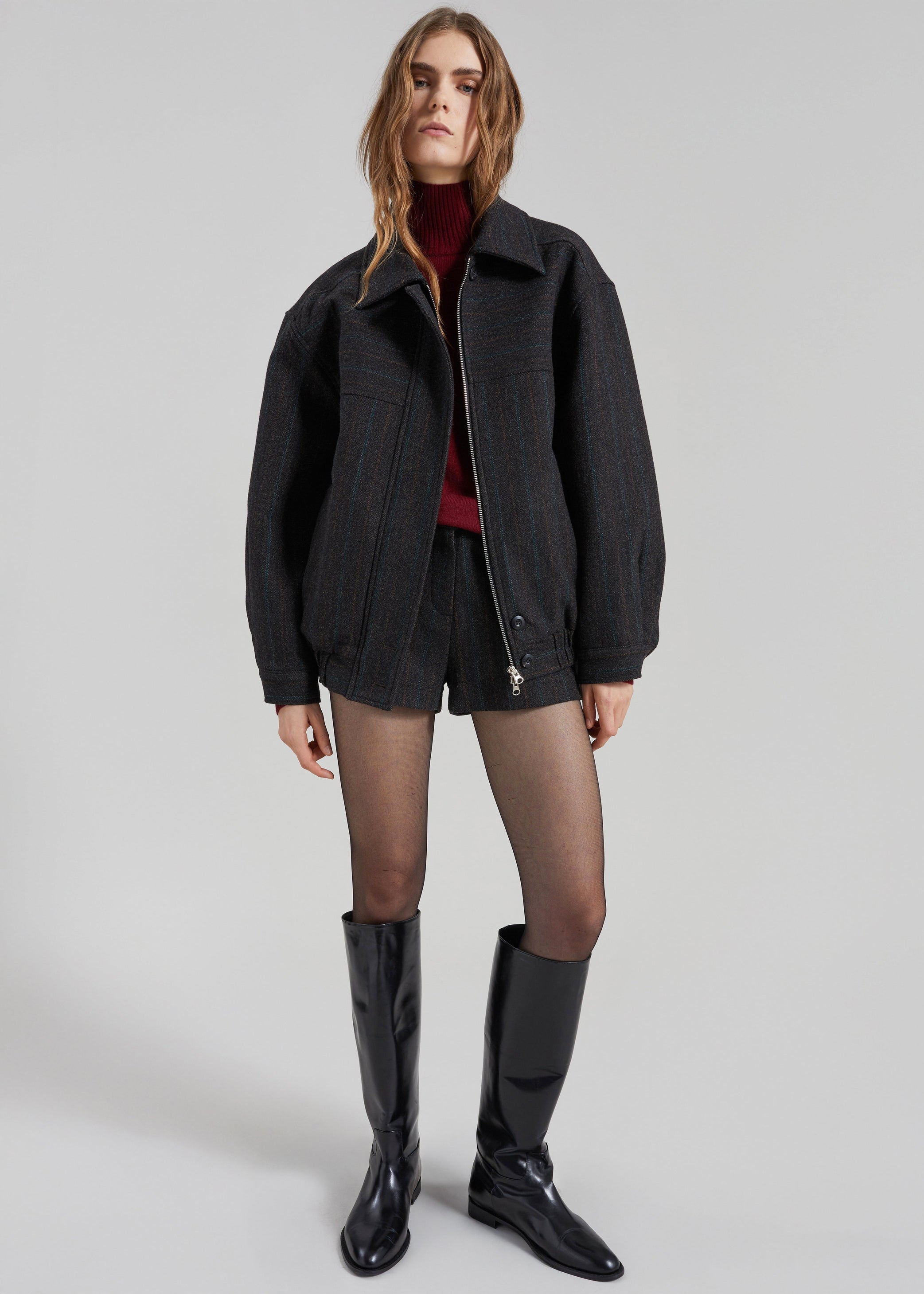 Shop the look image for Natick Blouson Jacket - Charcoal Multi Stripe