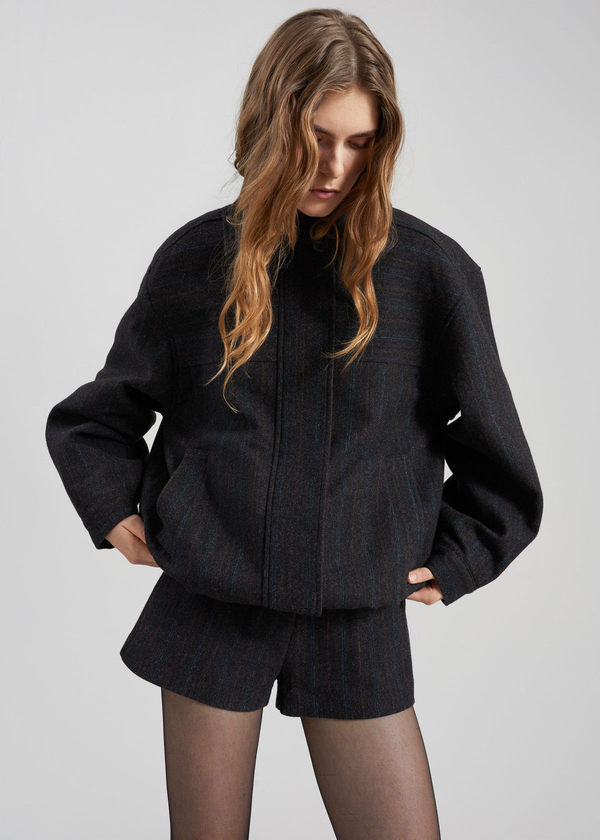 Natick Blouson Jacket - Charcoal Multi Stripe - 2