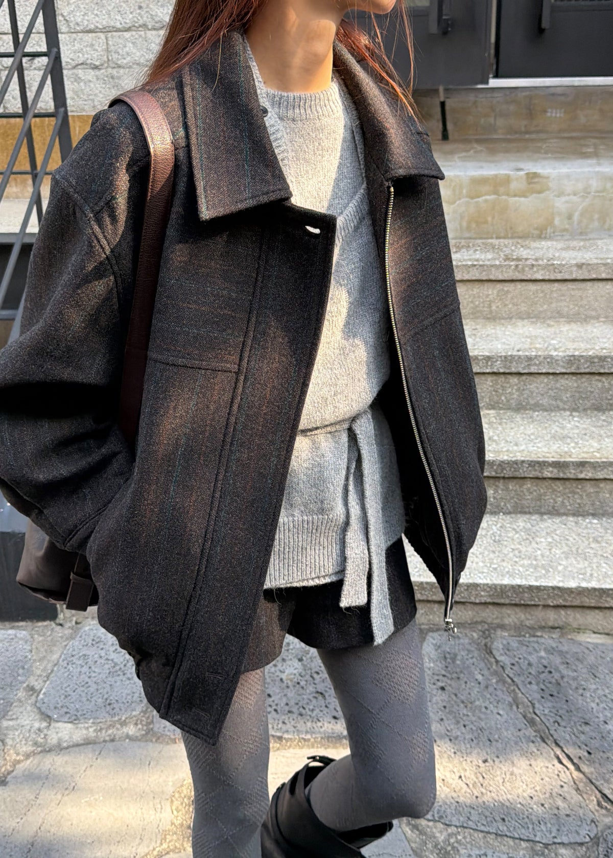 Natick Blouson Jacket - Charcoal Multi Stripe - 8