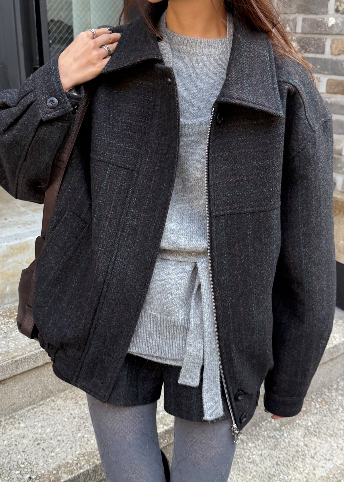 Natick Hot Pants - Charcoal Multi Stripe - 7