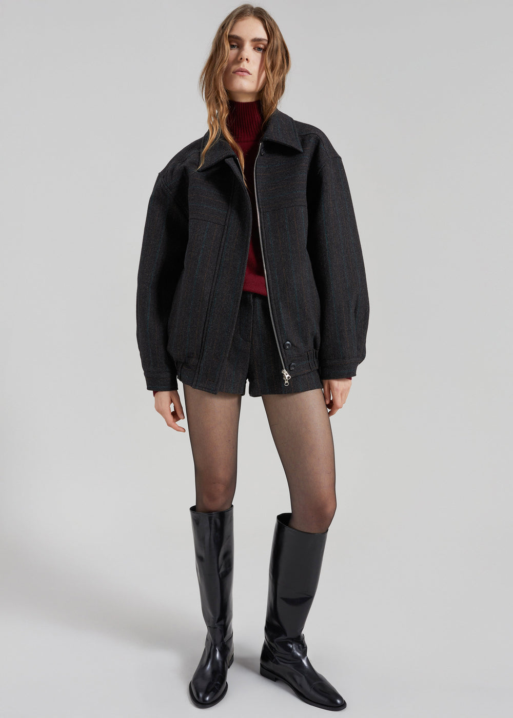 Natick Hot Pants - Charcoal Multi Stripe - 1