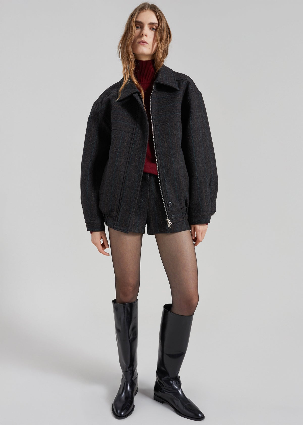 Natick Hot Pants - Charcoal Multi Stripe - 2