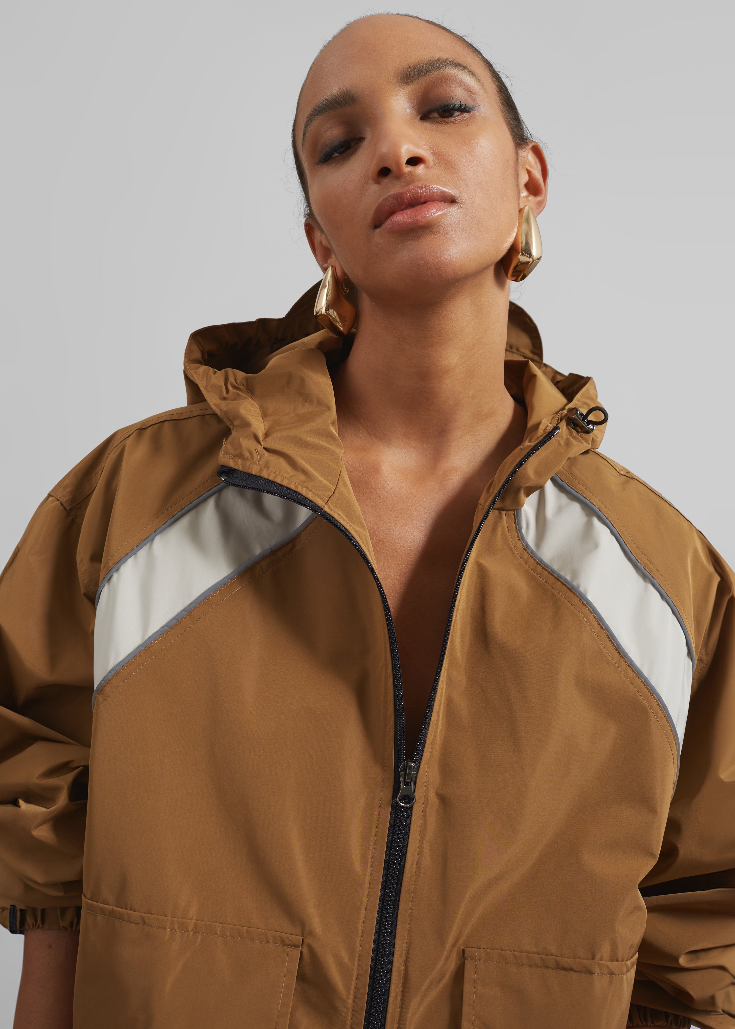 Navan Windbreaker Cargo Jacket - Brown - 1