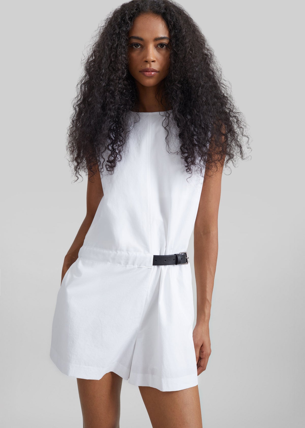 Naxos Belted Romper - White - 5