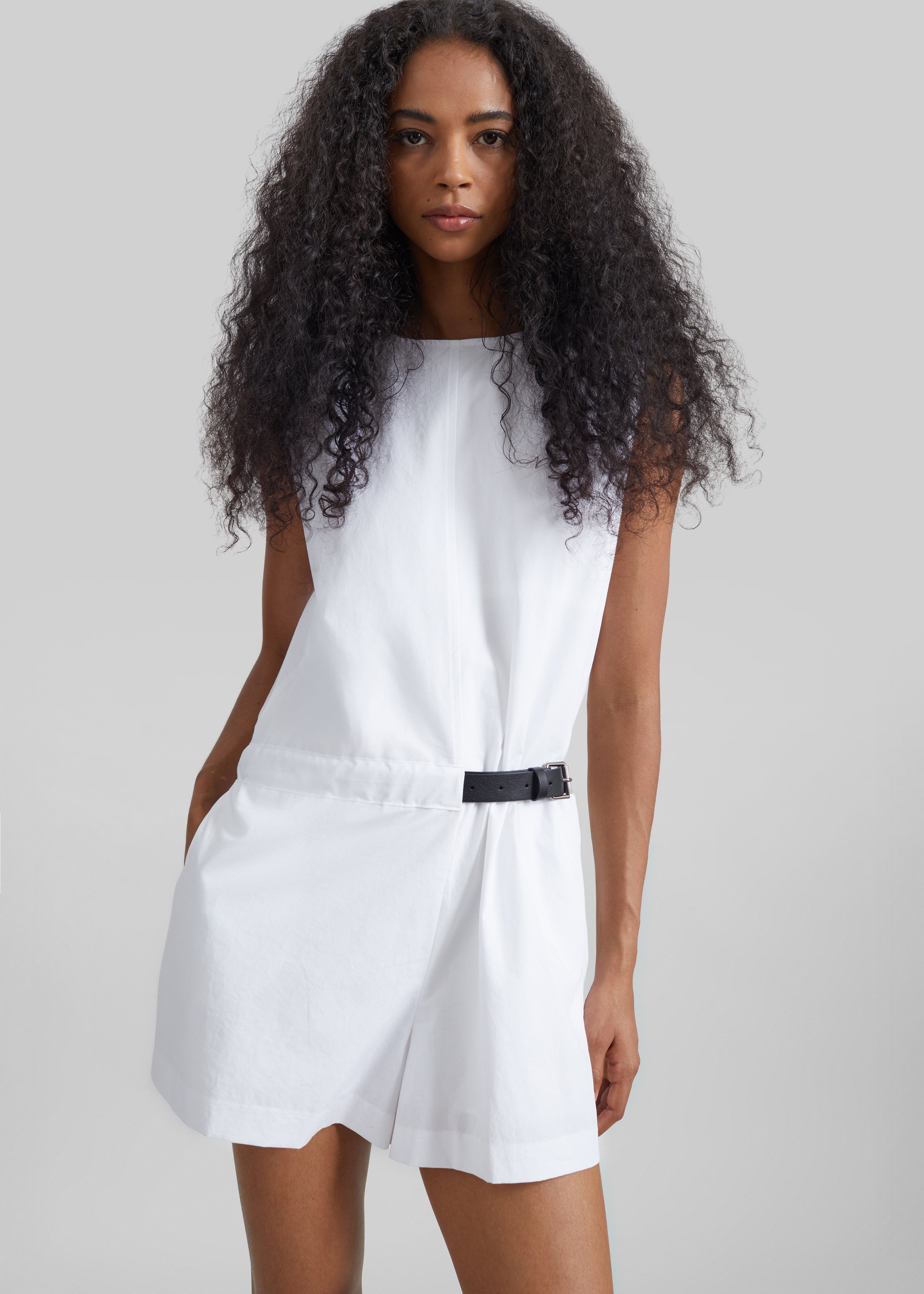 Naxos Belted Romper - White - 5