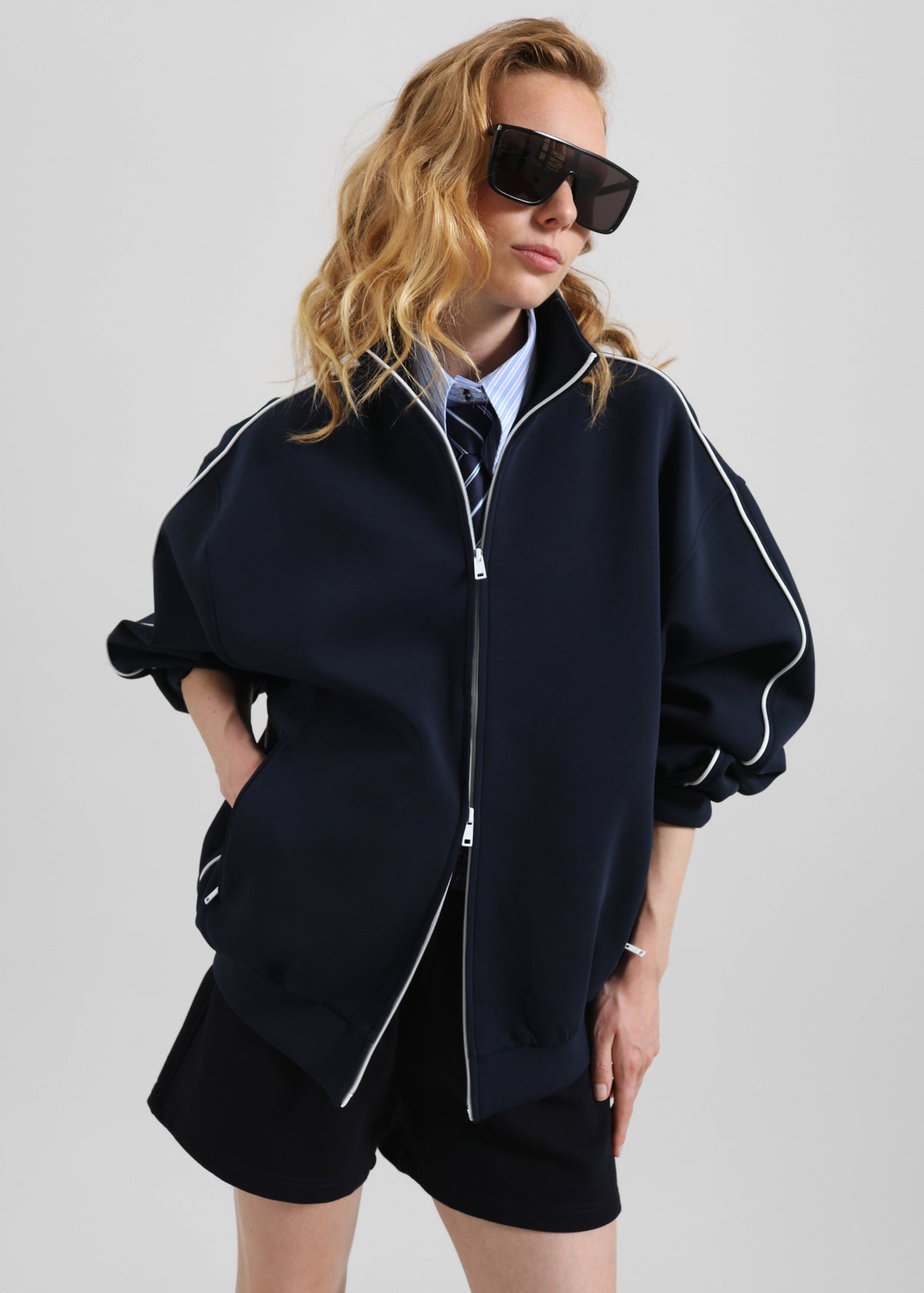 Nayen Zip-Up Jacket - Navy - 1