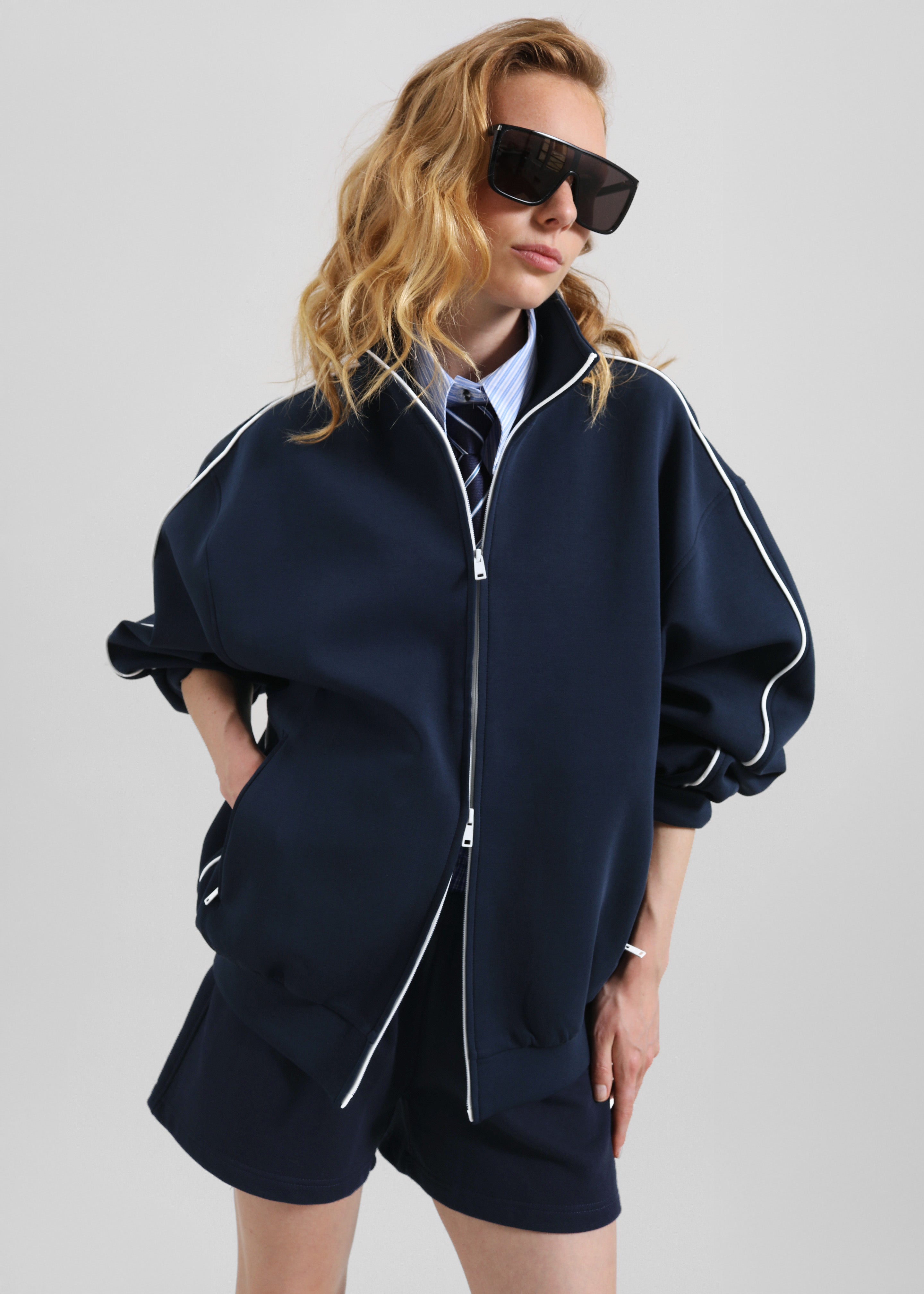 ENFÖLD ZIP-UP JACKET 38 ダークネイビー Nayen Zip-Up Jacket - Navy – The Frankie Shop Europe