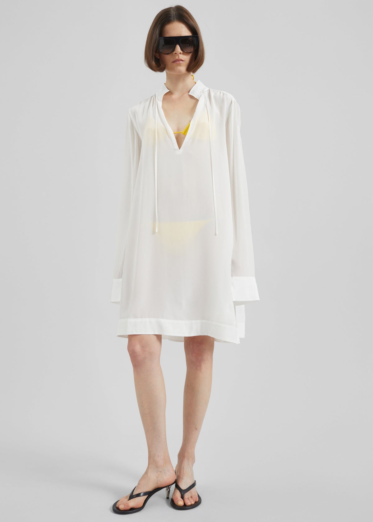 Nazare Fluid Shirt Dress - White - 3