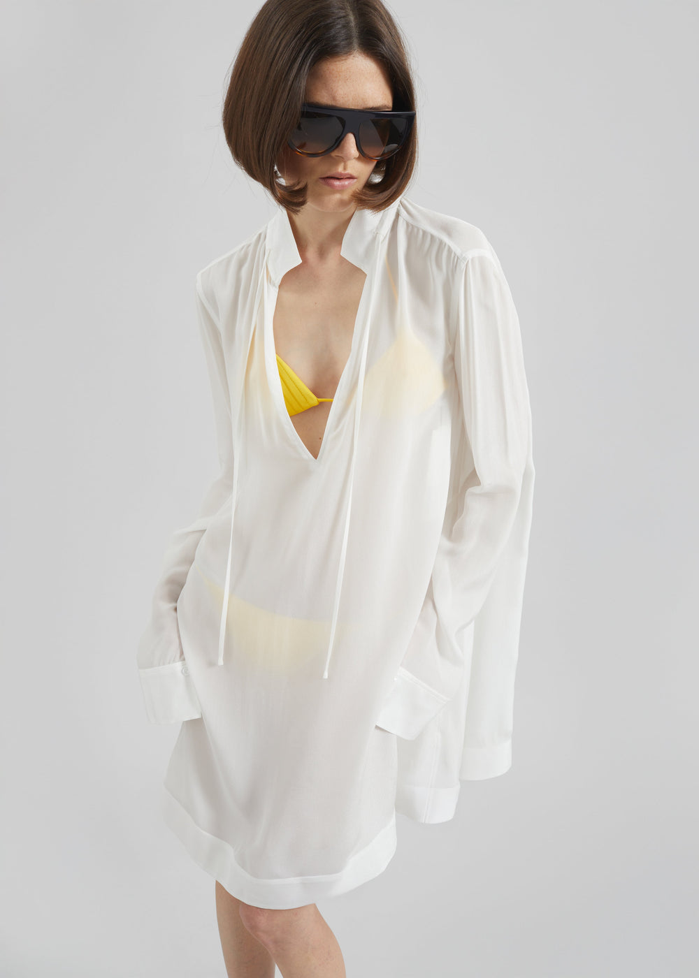 Nazare Fluid Shirt Dress - White