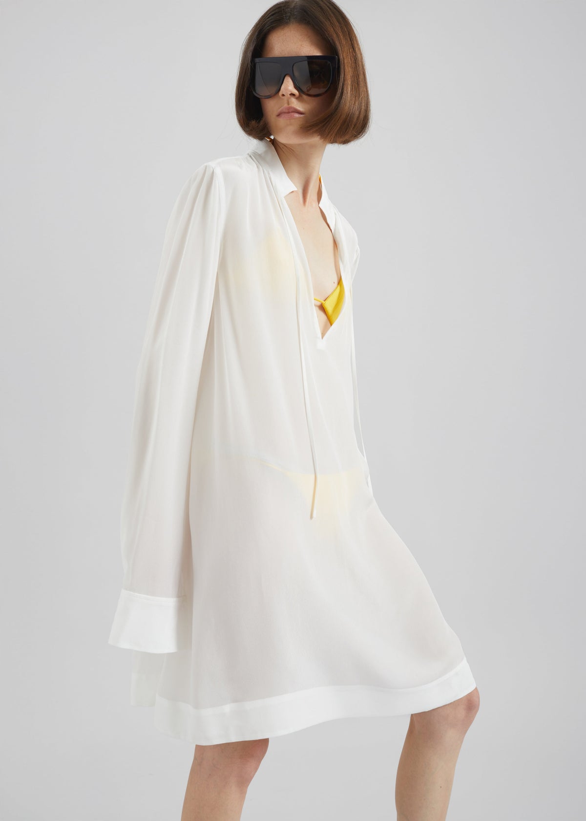 Nazare Fluid Shirt Dress - White - 6