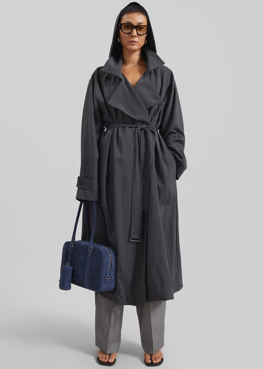 Neasden Hooded Trench Coat - Storm Grey - 1