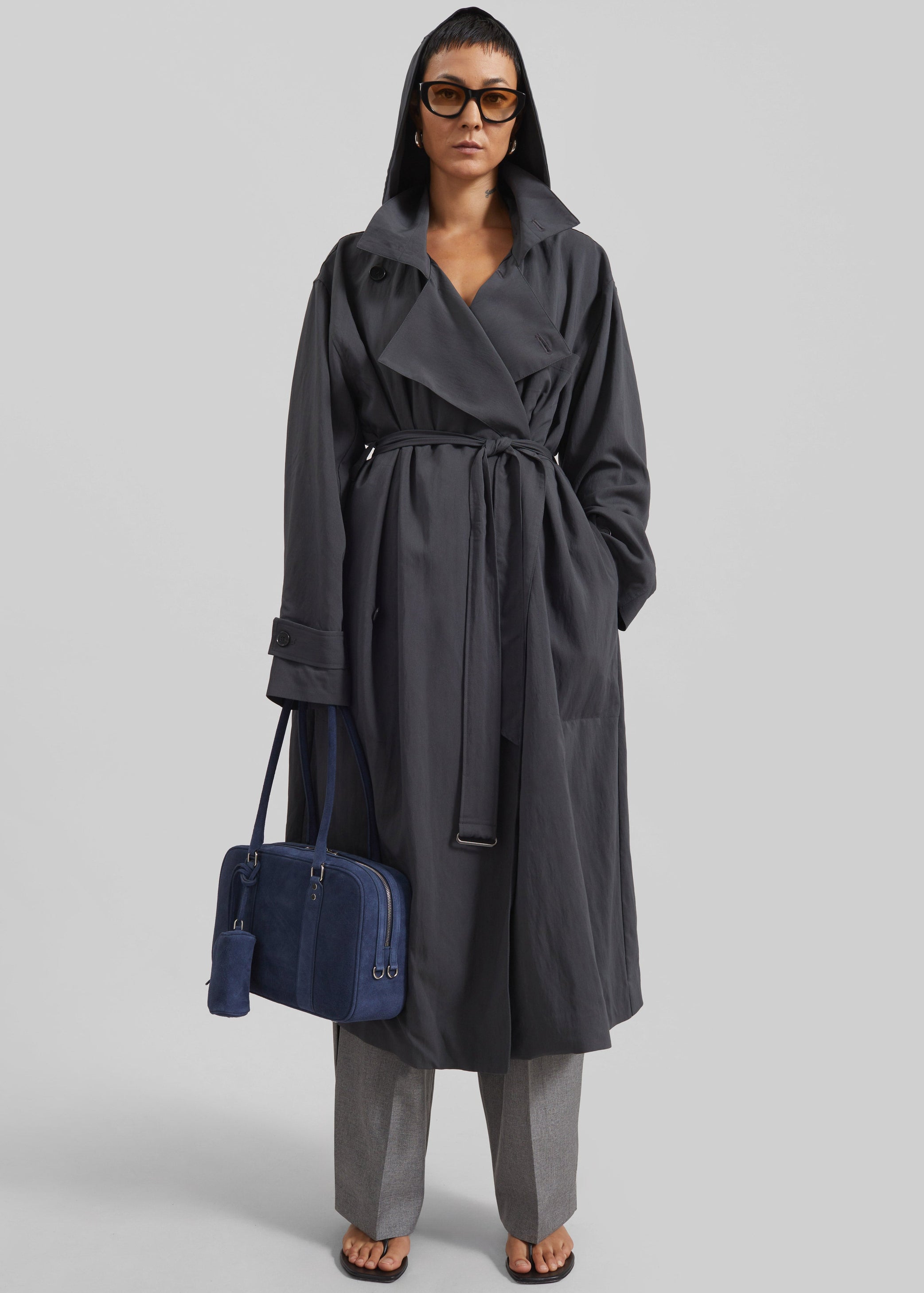 Shop the look image for Neasden Hooded Trench Coat - Storm Grey