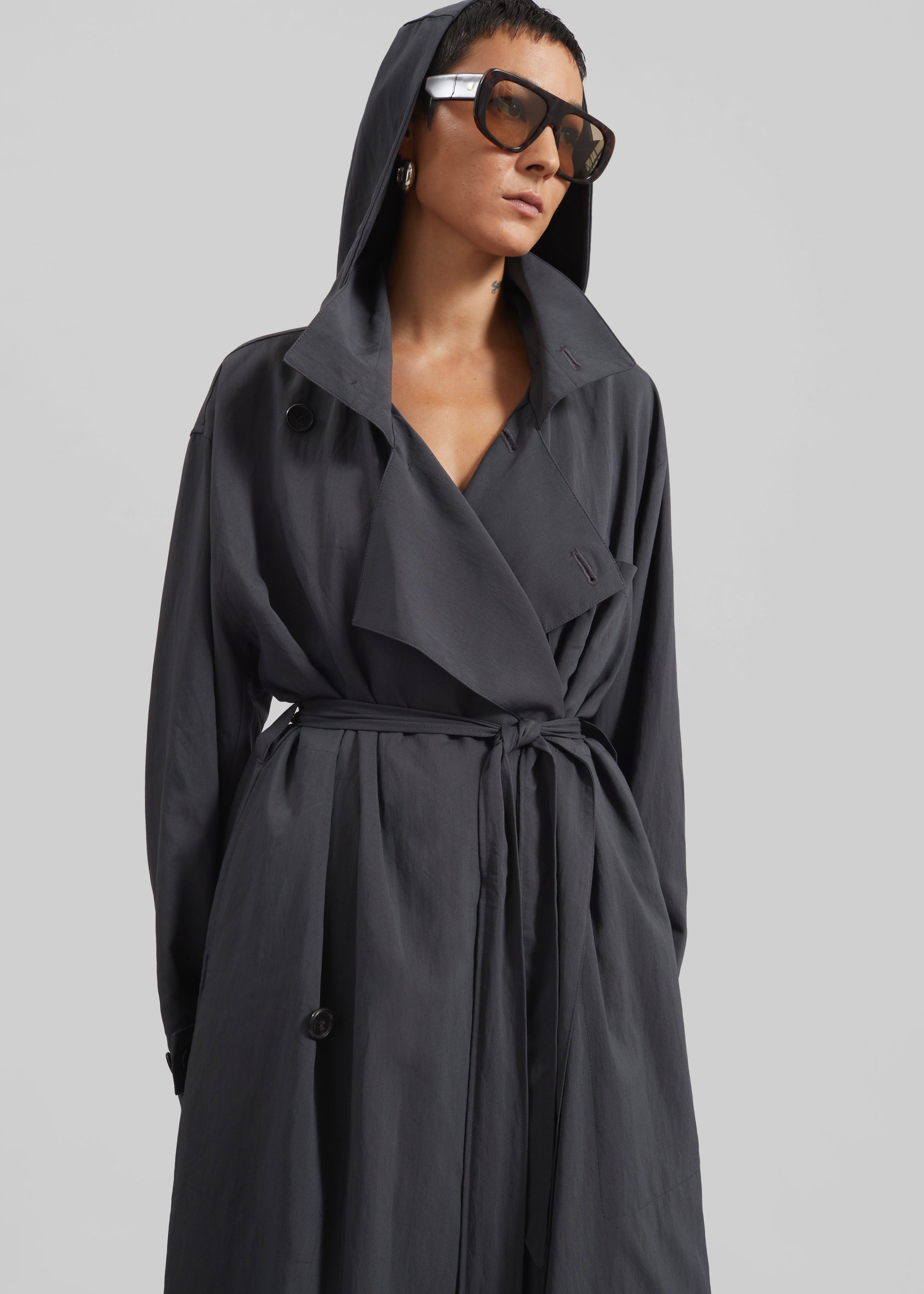 Neasden Hooded Trench Coat - Storm Grey - 4