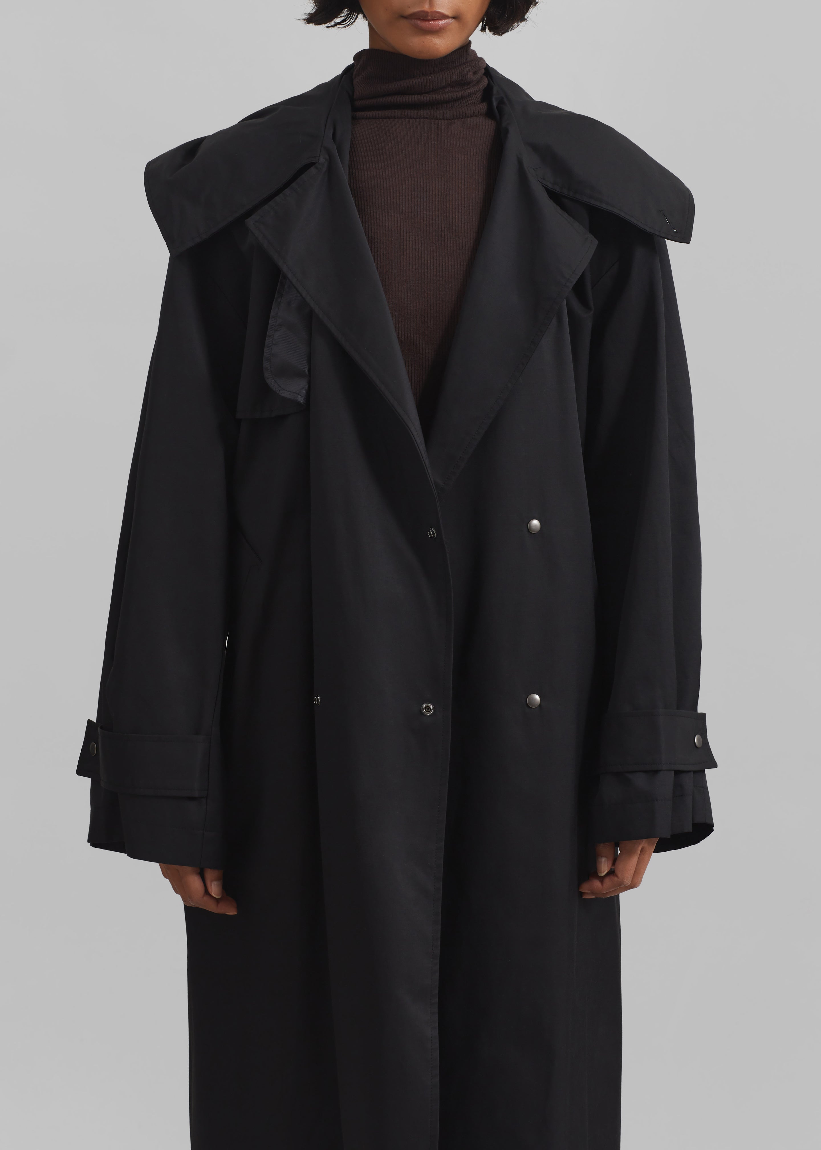 Neiva Hooded Trench Coat - Black - 5