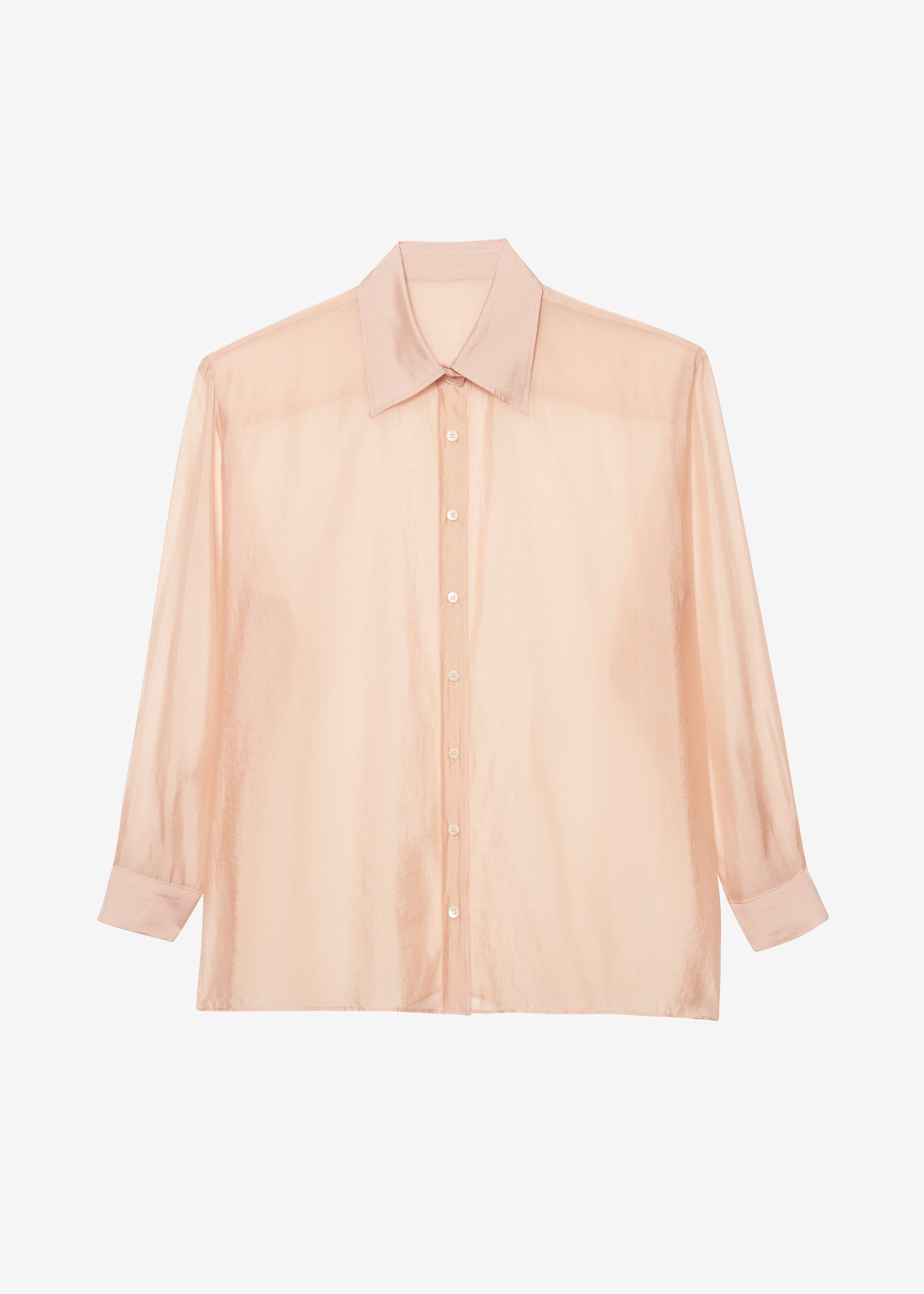 Nel Sheer Button Up Shirt - Pink - 9