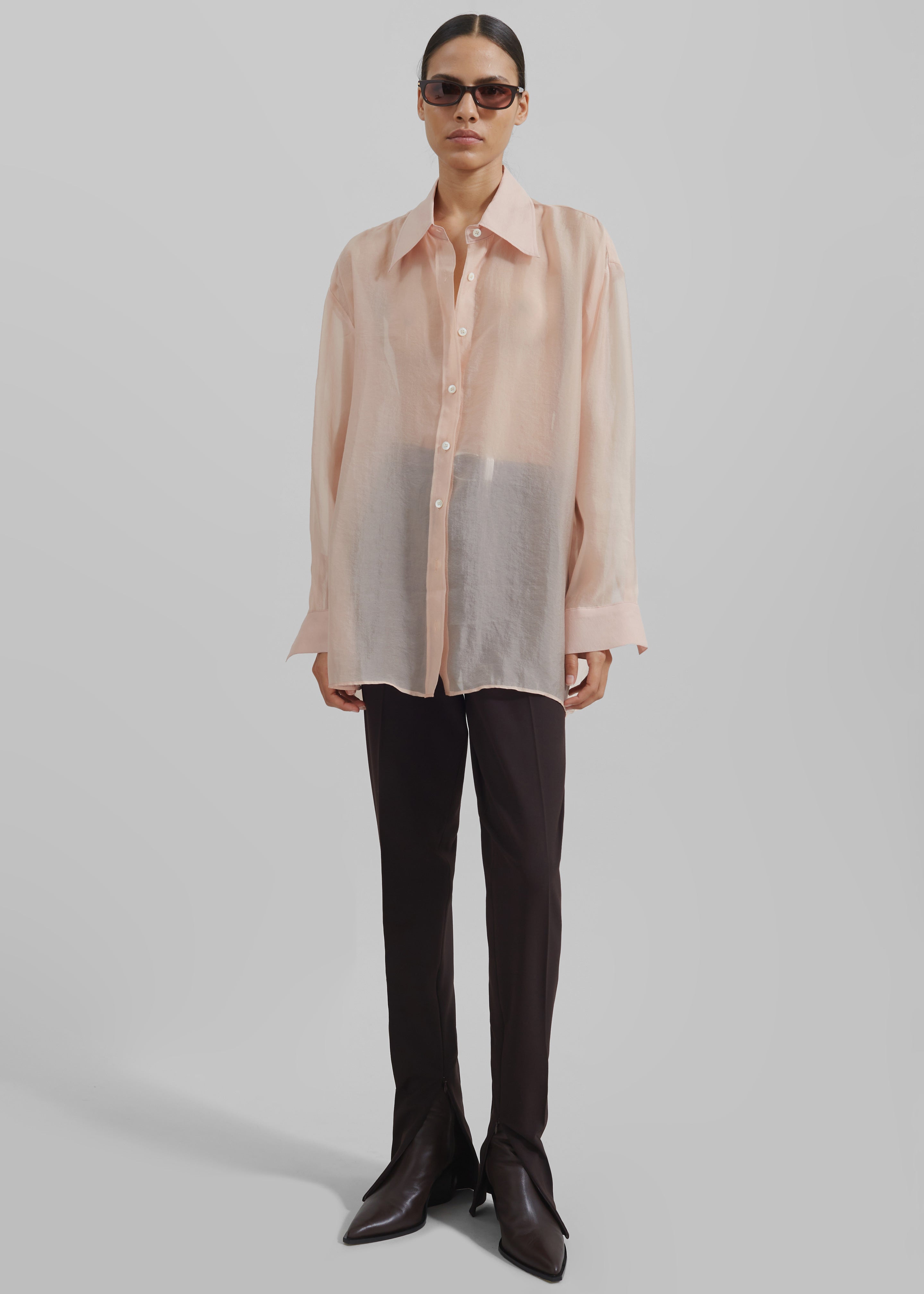 Sheer button down shirt on sale