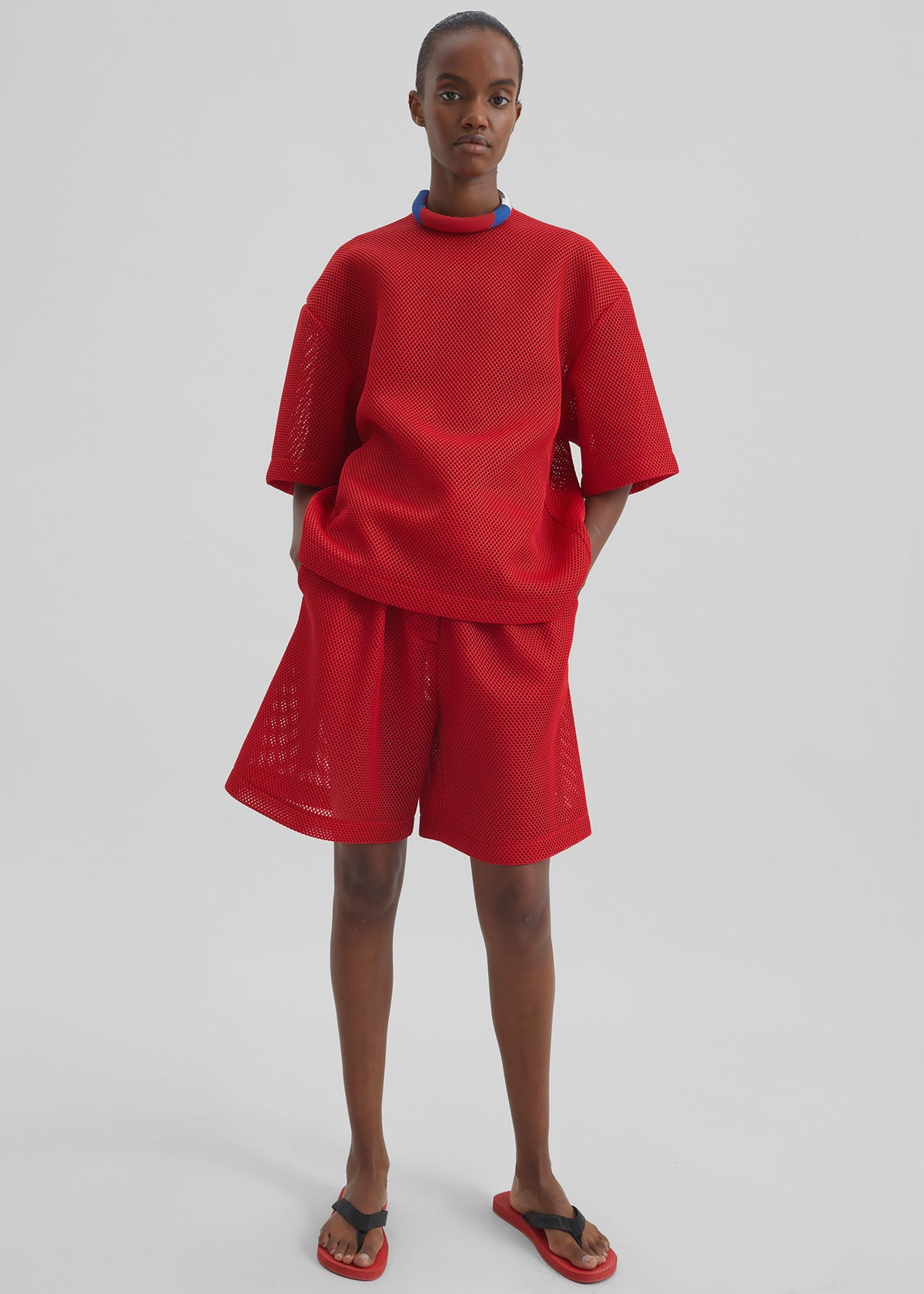 Nela Mesh Boxy T-Shirt - Red - 3