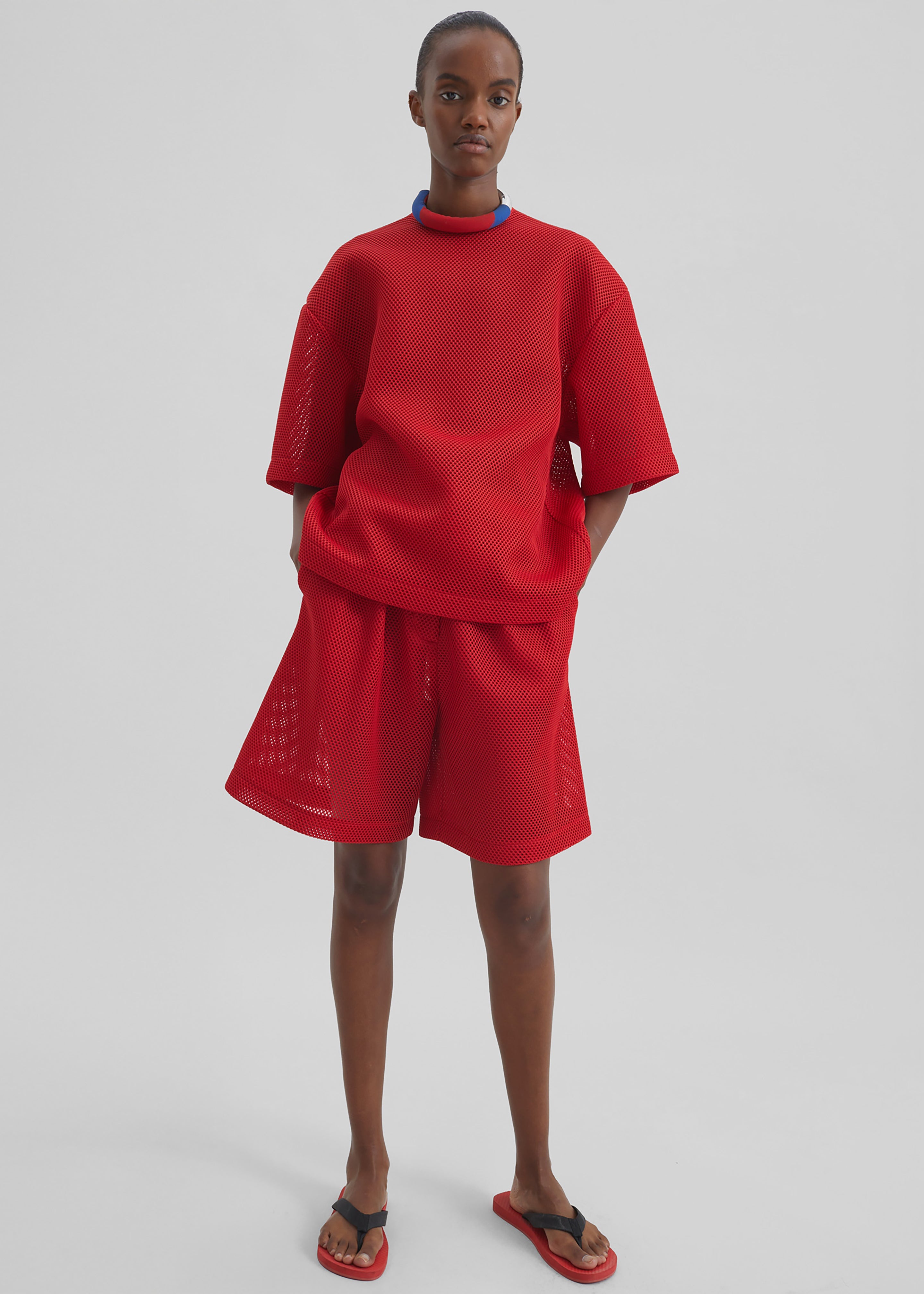 Nela Mesh Boxy T-Shirt - Red - 3