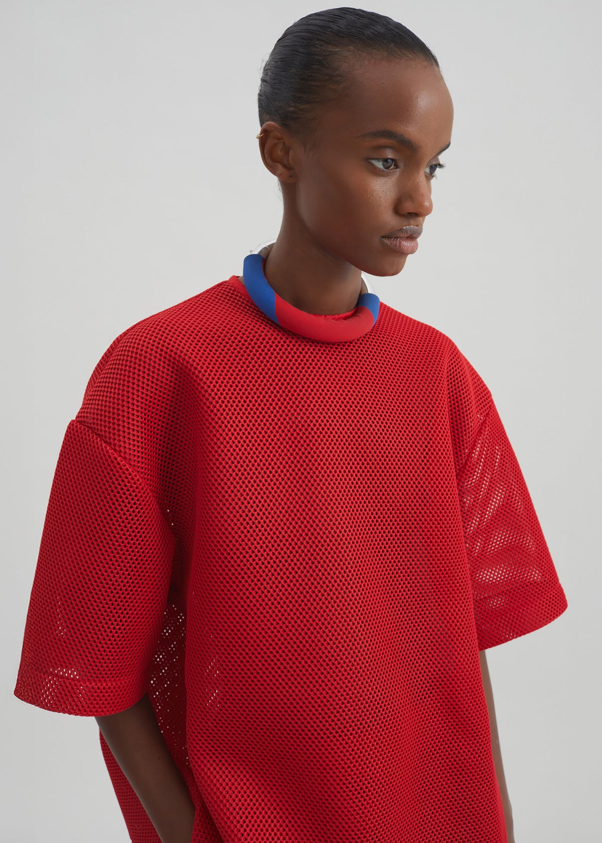 Nela Mesh Boxy T-Shirt - Red - 4