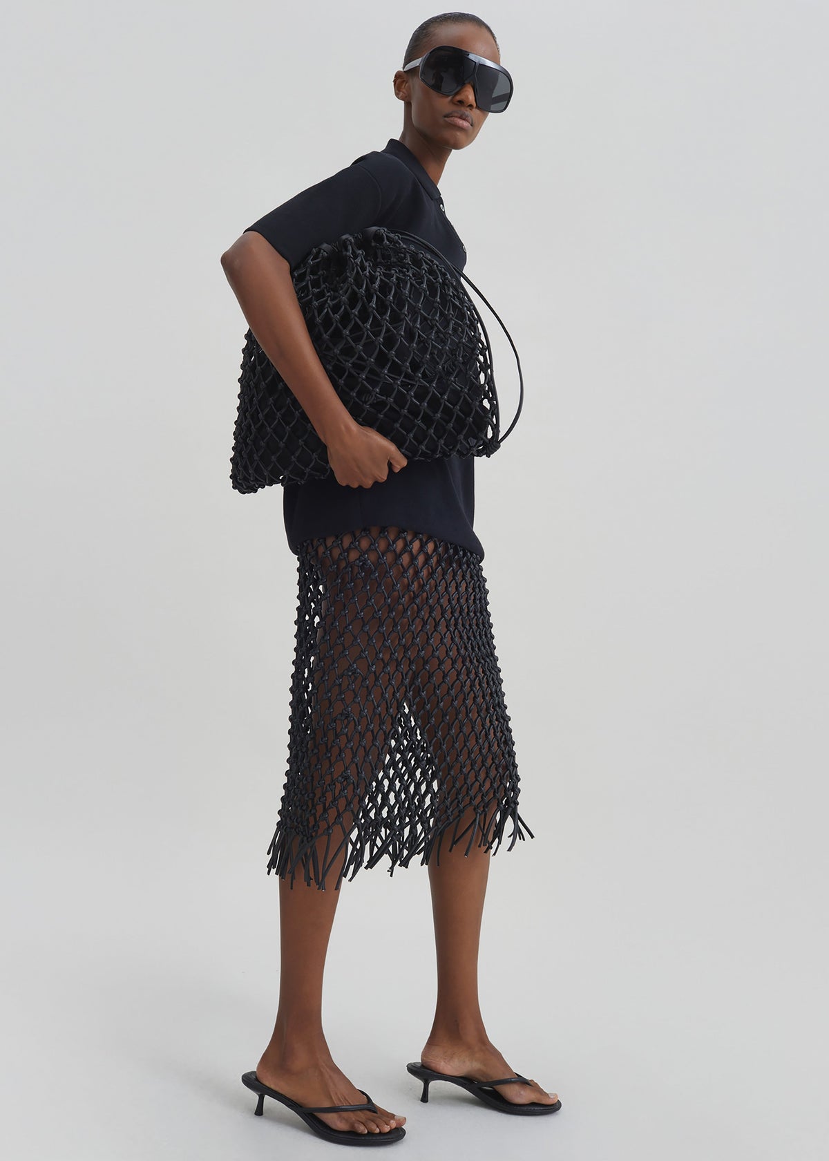 Nelaya Leather Macrame Skirt - Black - 7