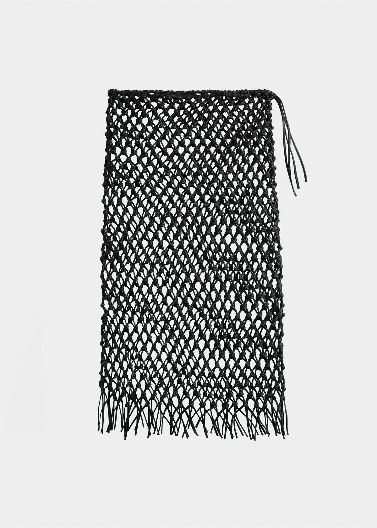 Nelaya Leather Macrame Skirt - Black - 9