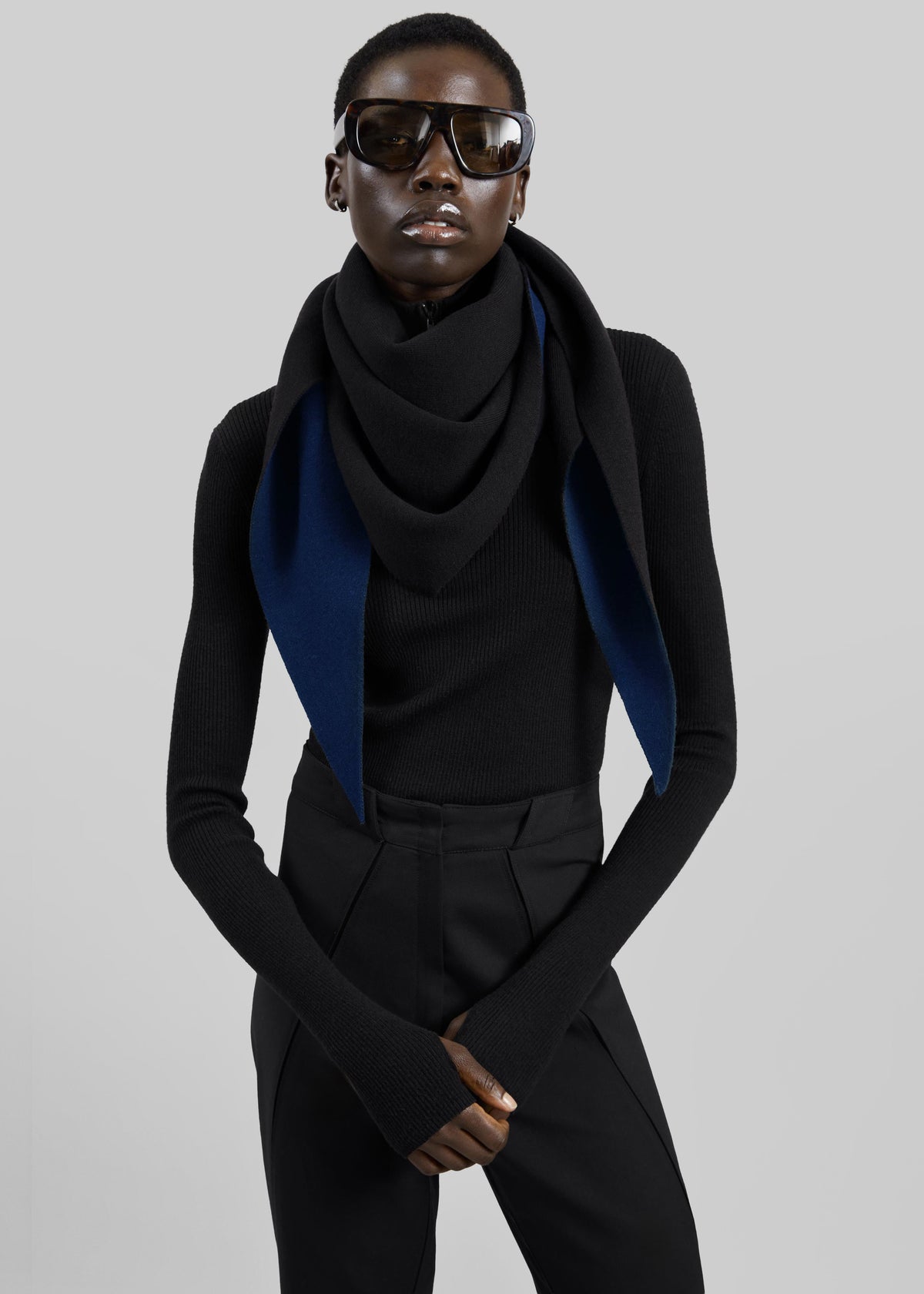 Nella Reversible Scarf - Black/Blue - 1