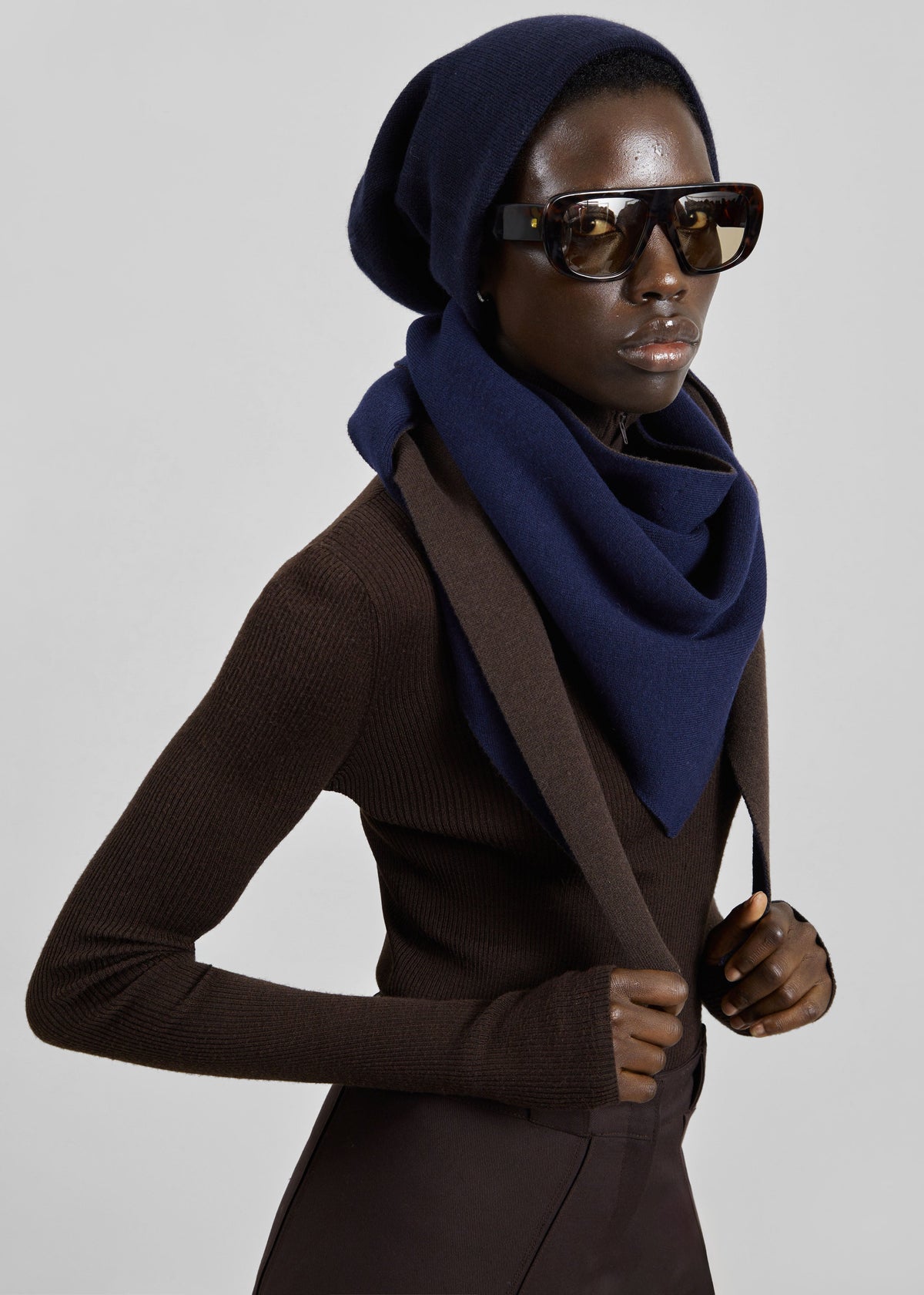 Sciarpa Nella reversibile - Marrone/Blu navy