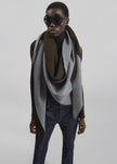 Nella Reversible Shawl - Dark Olive/Grey