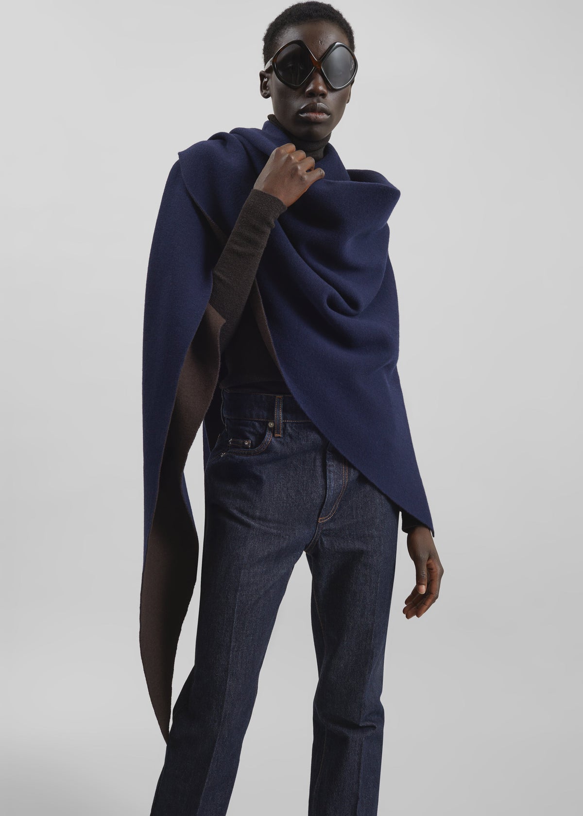Nella Reversible Shawl - Brown/Navy