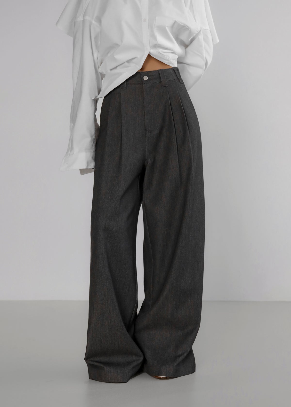 Nellore Pleated Denim Pants - Dark Grey Melange - 13