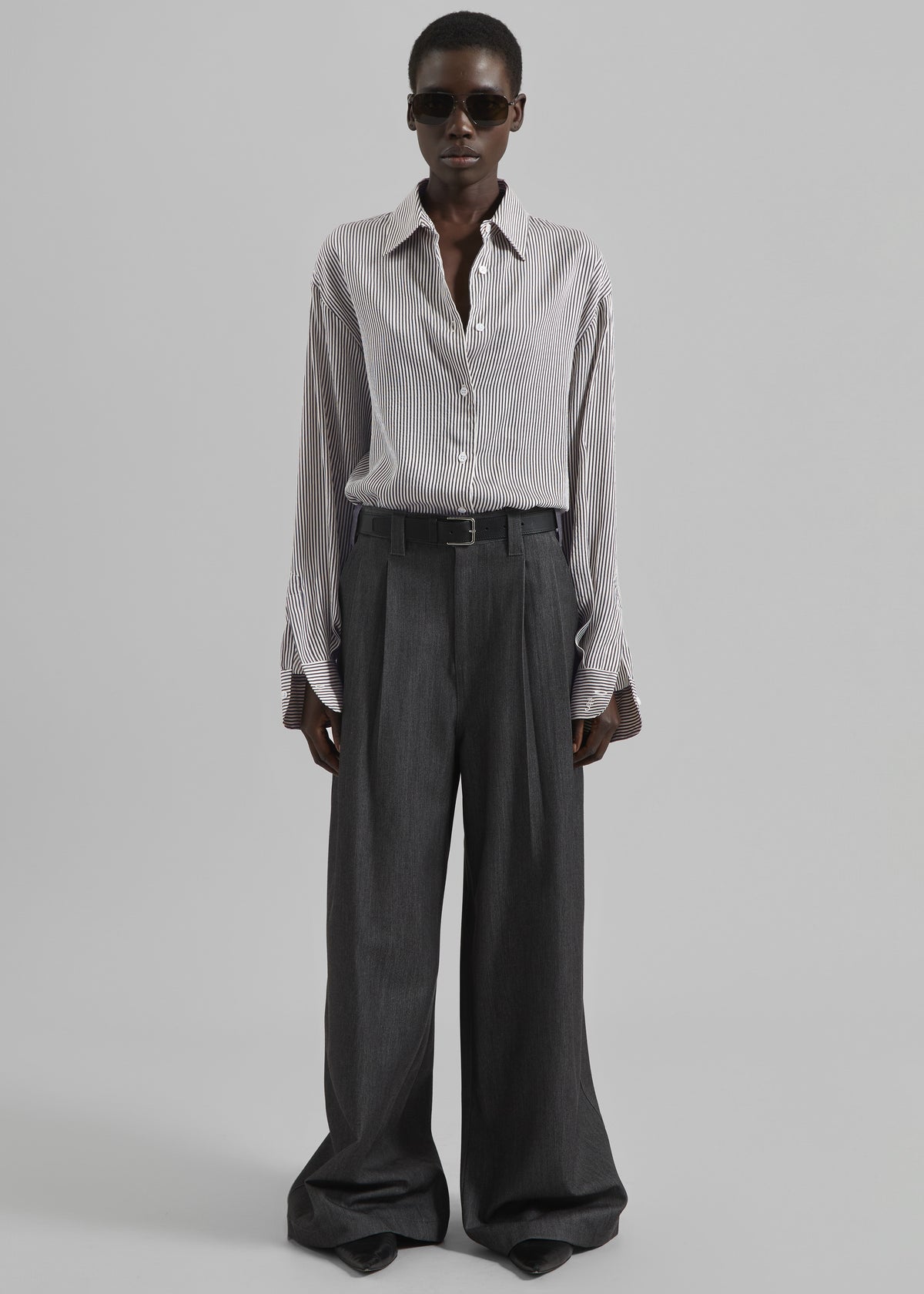 Nellore Pleated Denim Pants - Dark Grey Melange - 9