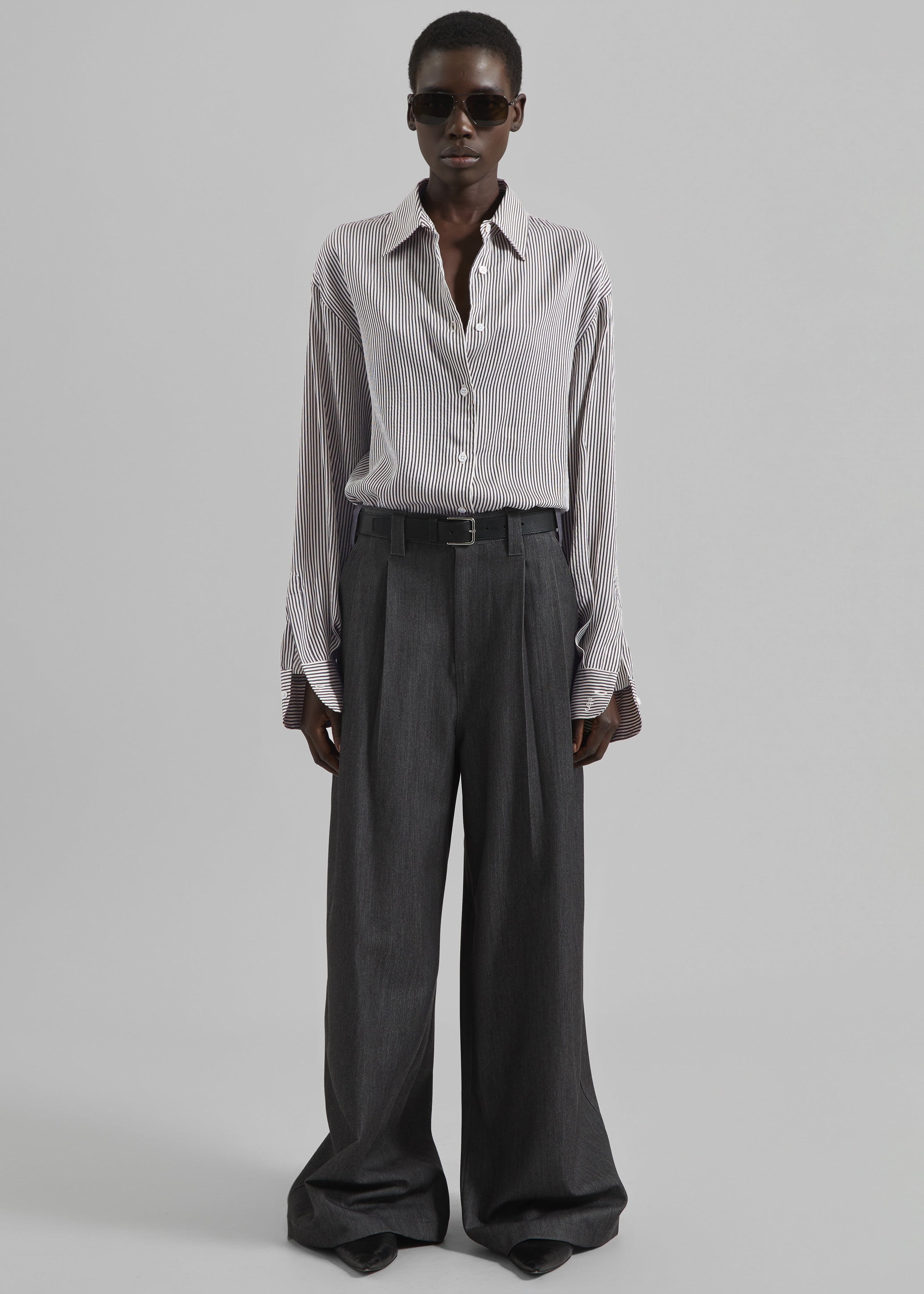 Nellore Pleated Denim Pants - Dark Grey Melange - 9