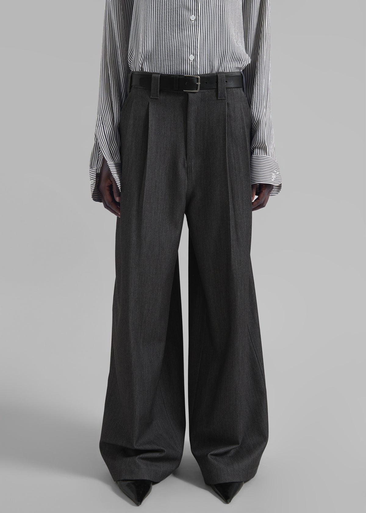 Nellore Pleated Denim Pants - Dark Grey Melange - 11