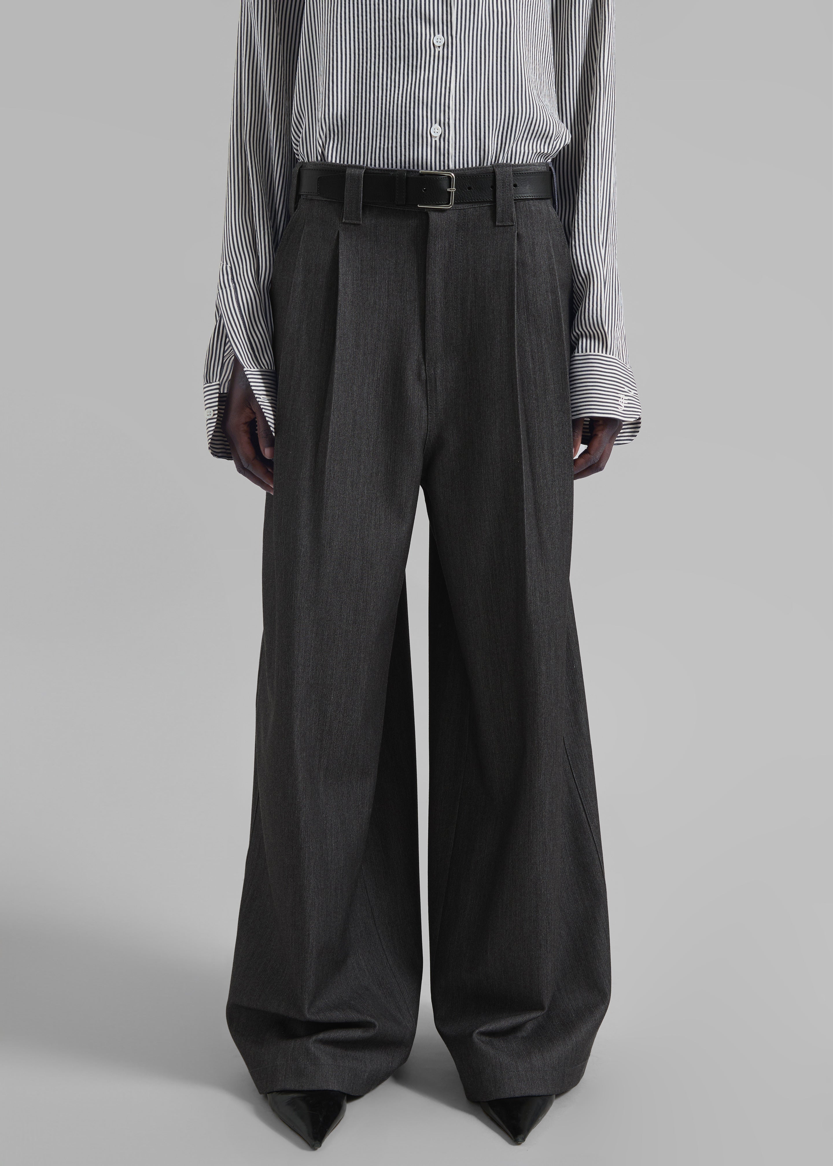 Nellore Pleated Denim Pants - Dark Grey Melange - 11