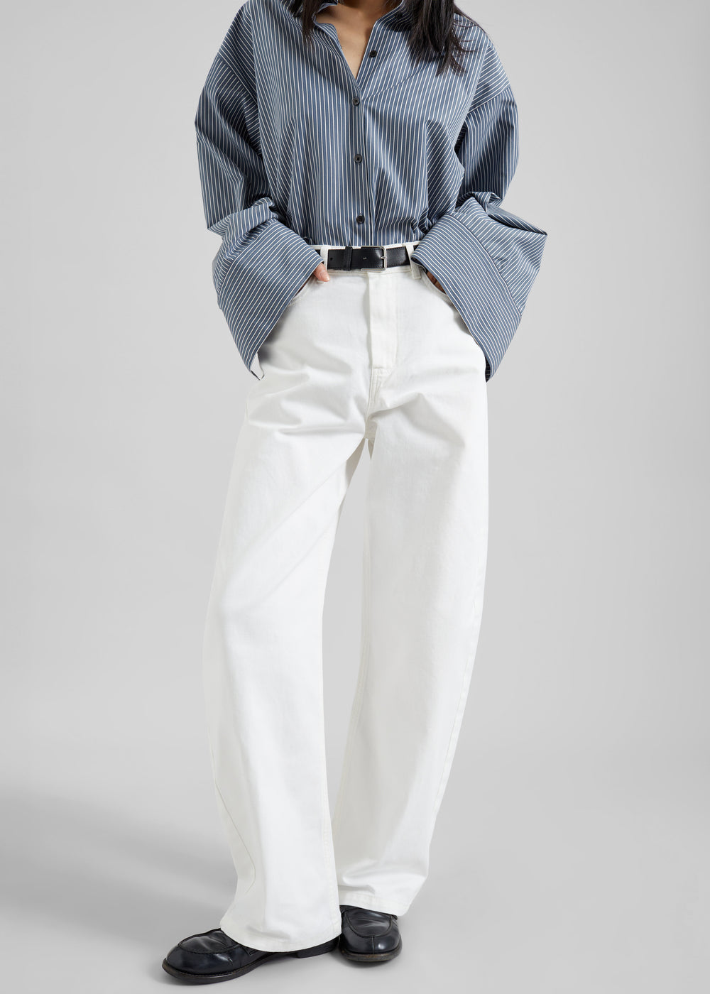 Nelton Barrel Leg Jeans - White - 1