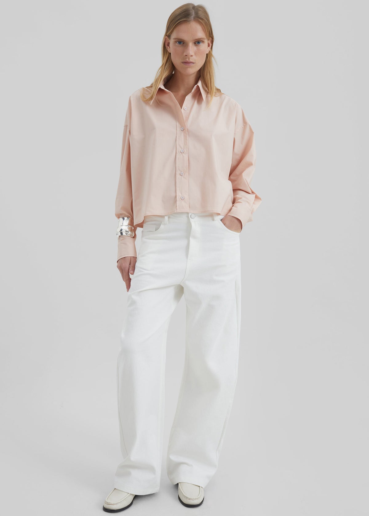 Nelton Barrel Leg Jeans - White - 5