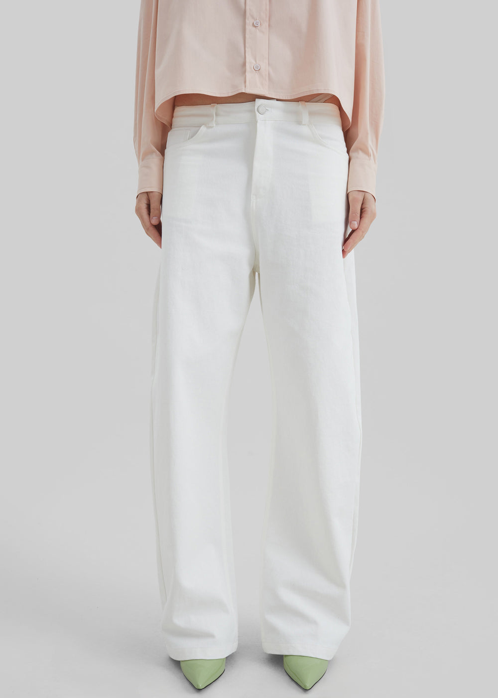 Nelton Barrel Leg Jeans - White - 1
