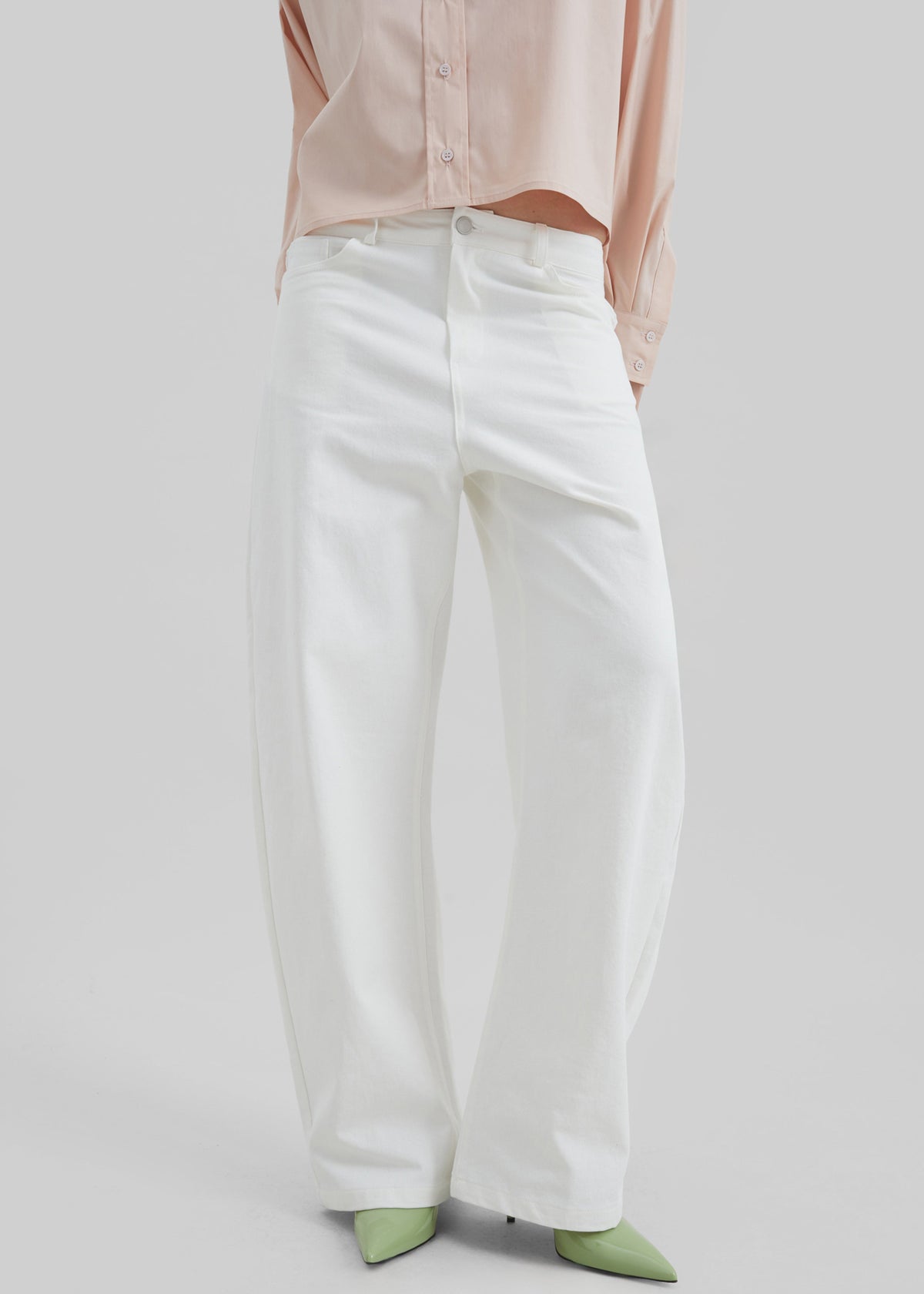 Nelton Barrel Leg Jeans - White - 4