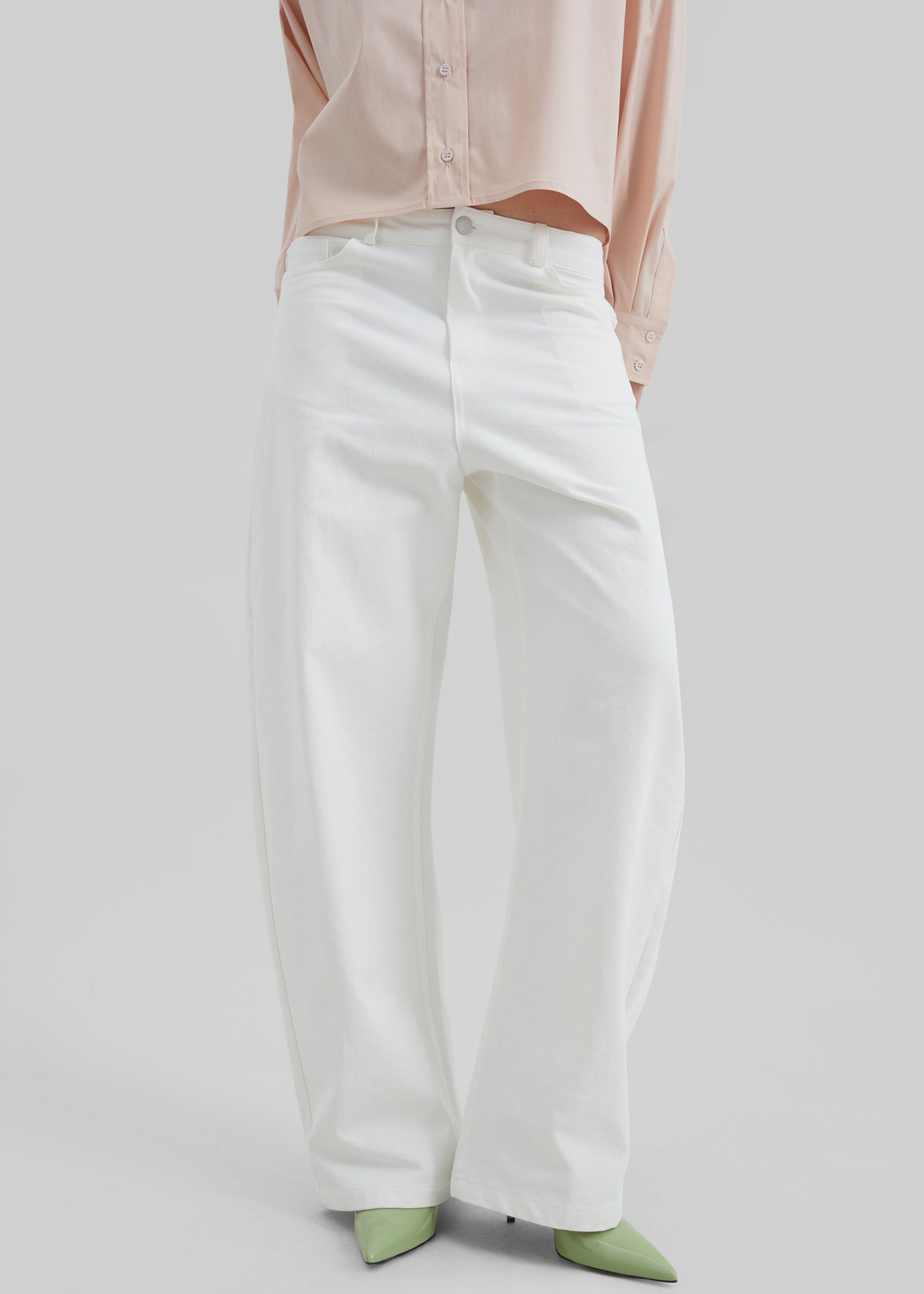 Nelton Barrel Leg Jeans - White - 4